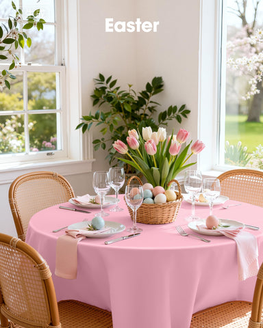 Mantel de fiesta Pureegg 84 pulgadas rosa viste la mesa sin esfuerzo.
