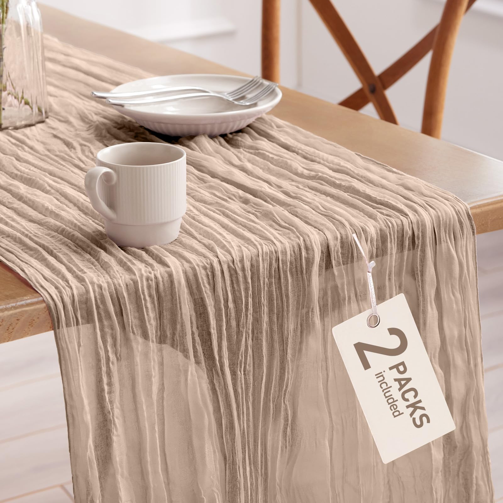 Pureegg mantel corredor de gasa 35x120 boho para mesas grandes.
