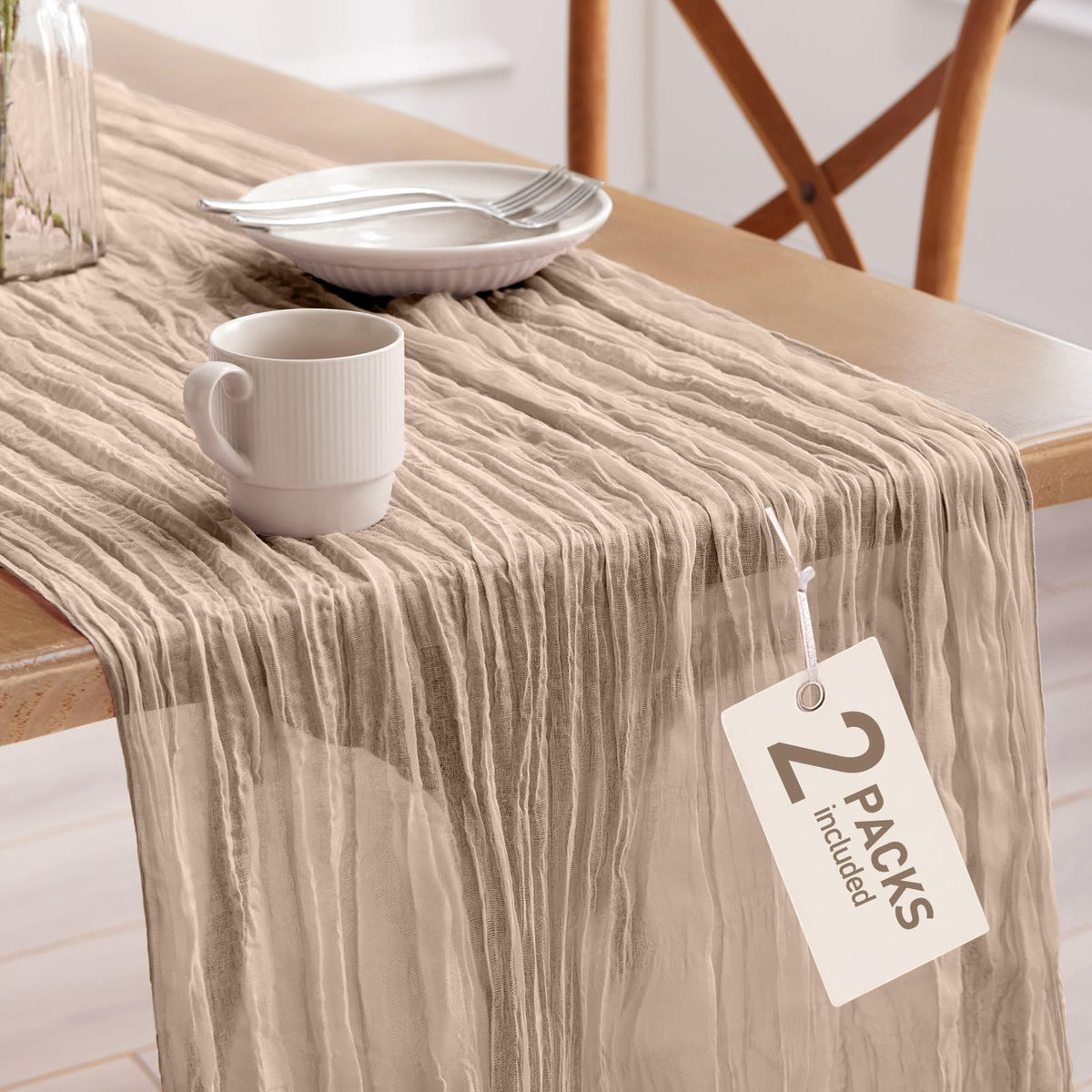Pureegg mantel corredor de gasa 35x120 boho para mesas grandes.