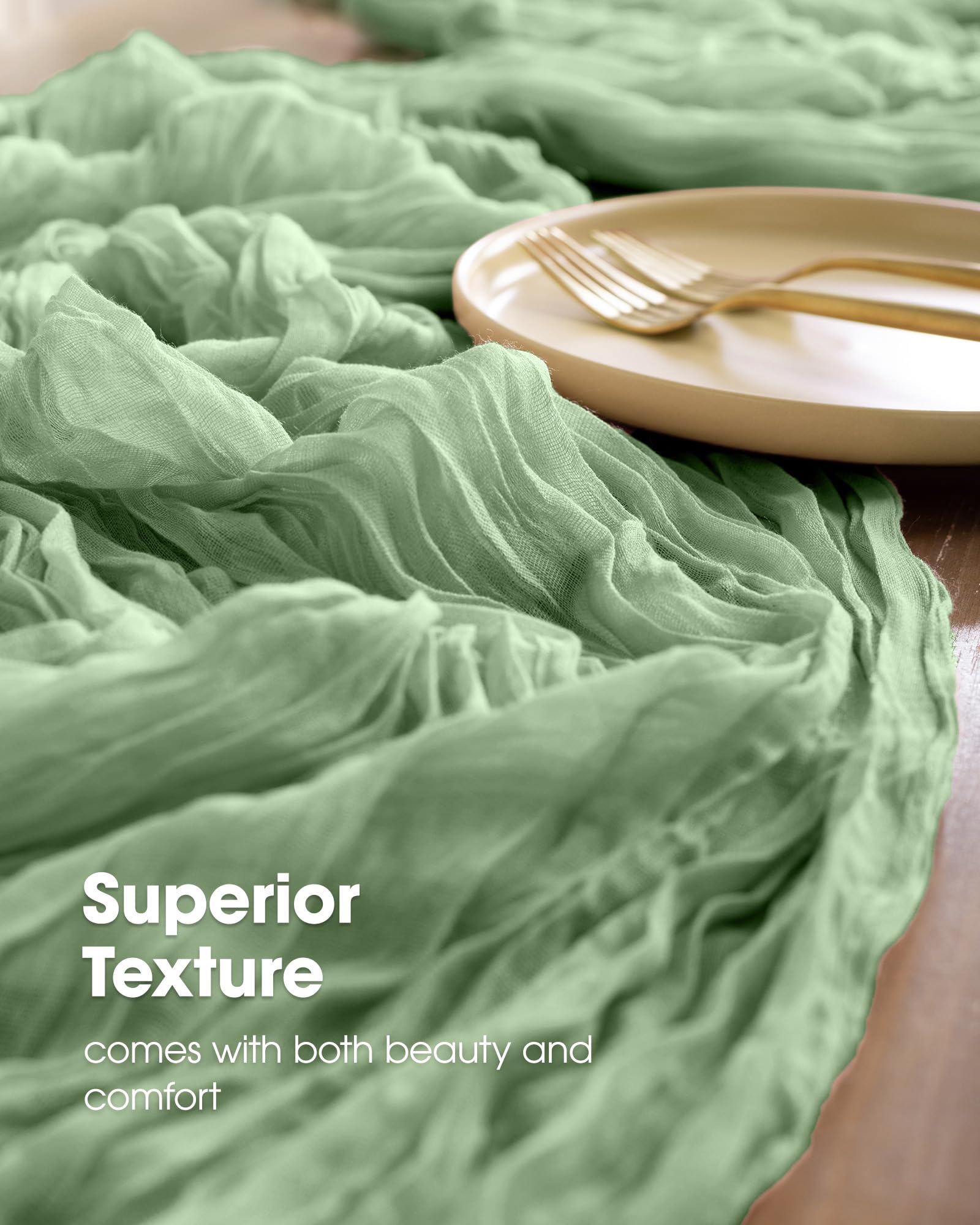 Mantel de gasa Pureegg para boda elegante, transforma la mesa con facilidad.