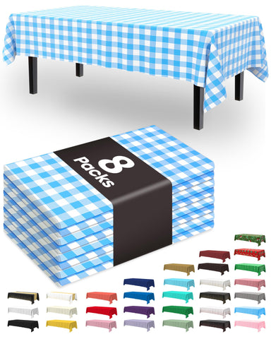 Mantel descartable Pureegg 54x108 azul y blanco; ideal para fiestas y picnics.