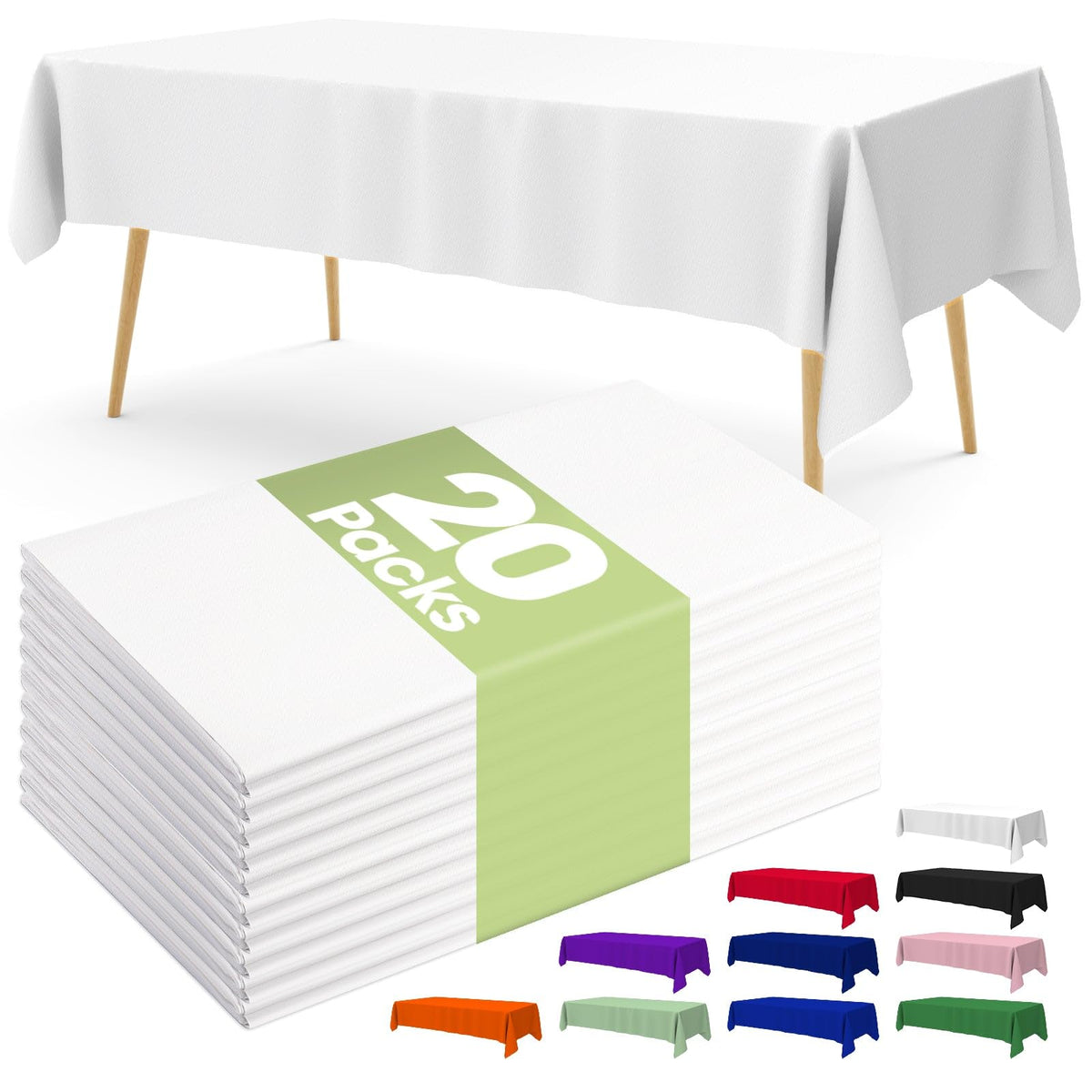 Mantel plástico descartable Pureegg blanco, 54x108 pulgadas, protección rápida para eventos.