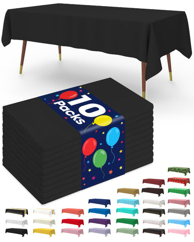 Mantel plástico negro de Pureegg para mesa de 52x70 pulgadas, ideal para fiestas.