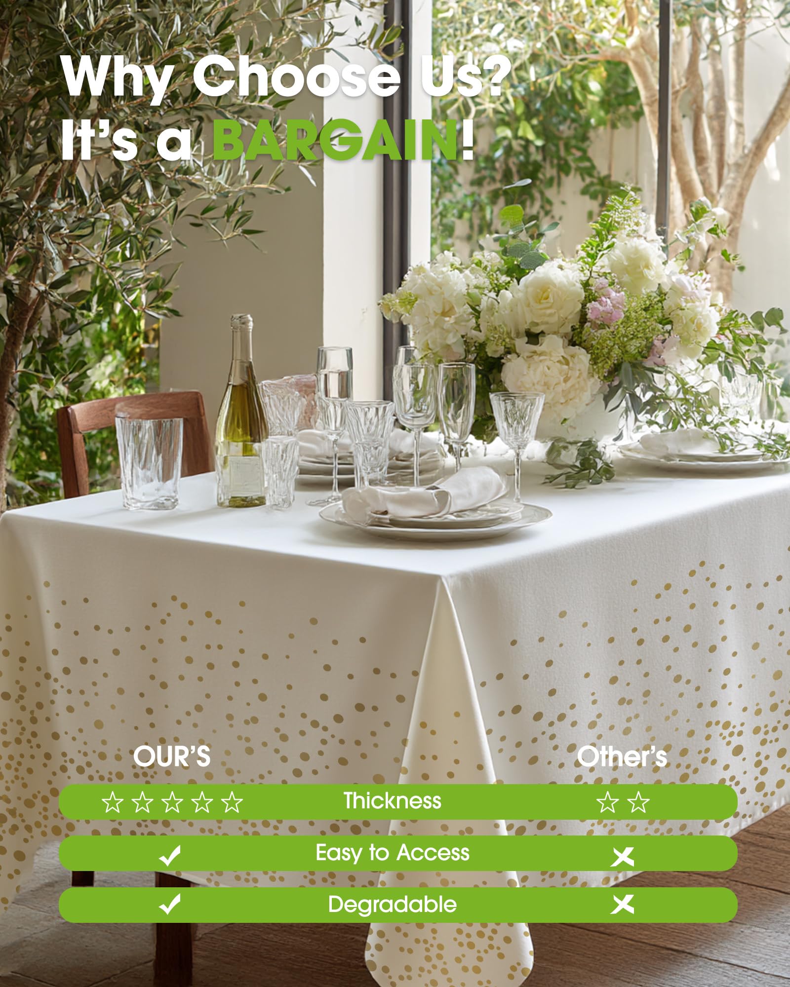 Mantel elegante para fiestas Pureegg, 54x108, añade toque dorado
