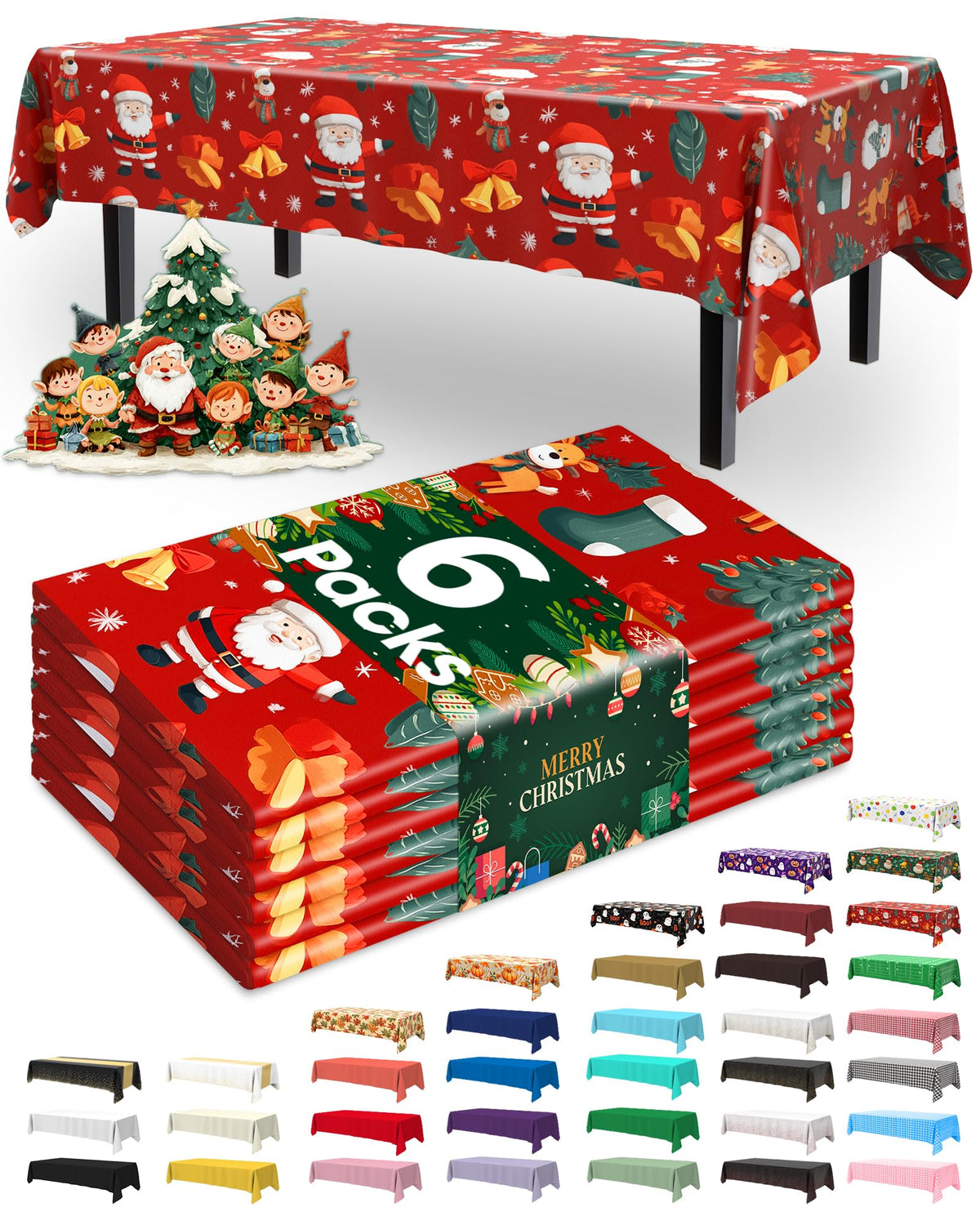 Mantel plástico desechable Pureegg 54x108, rojo navidad, protege la mesa en comidas festivas.