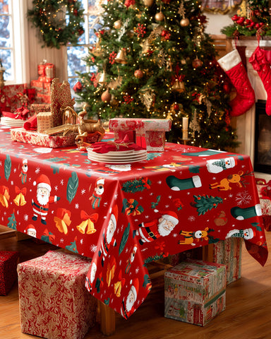 Mantel plástico impermeable Pureegg 54x108, rojo navidad, cubre mesas grandes.