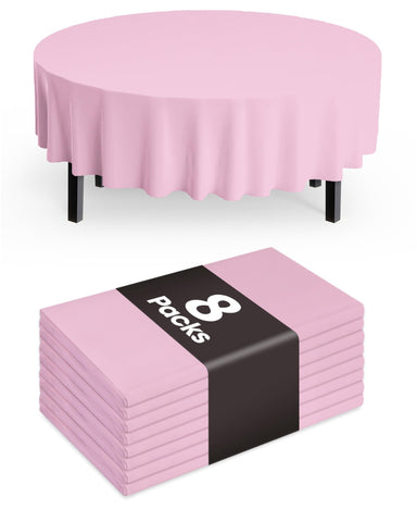 Mantel redondo Pureegg 84'' rosa pastel, ideal para fiestas elegantes.
