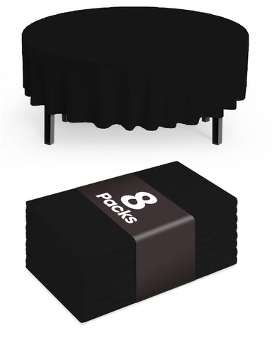 Mantel plástico desechable Pureegg, redondo de 84 pulgadas, negro, ideal para fiestas.