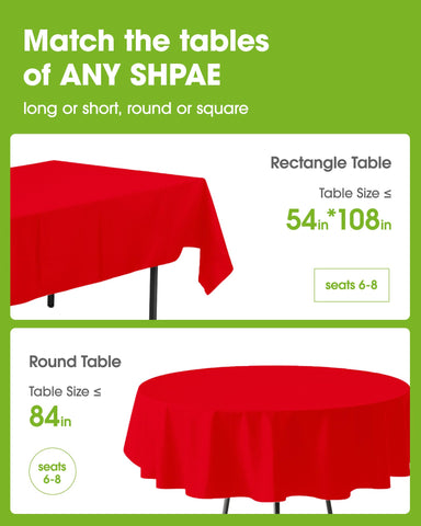 Mantel rojo Pureegg para fiestas, 8 unidades, ideal para eventos.