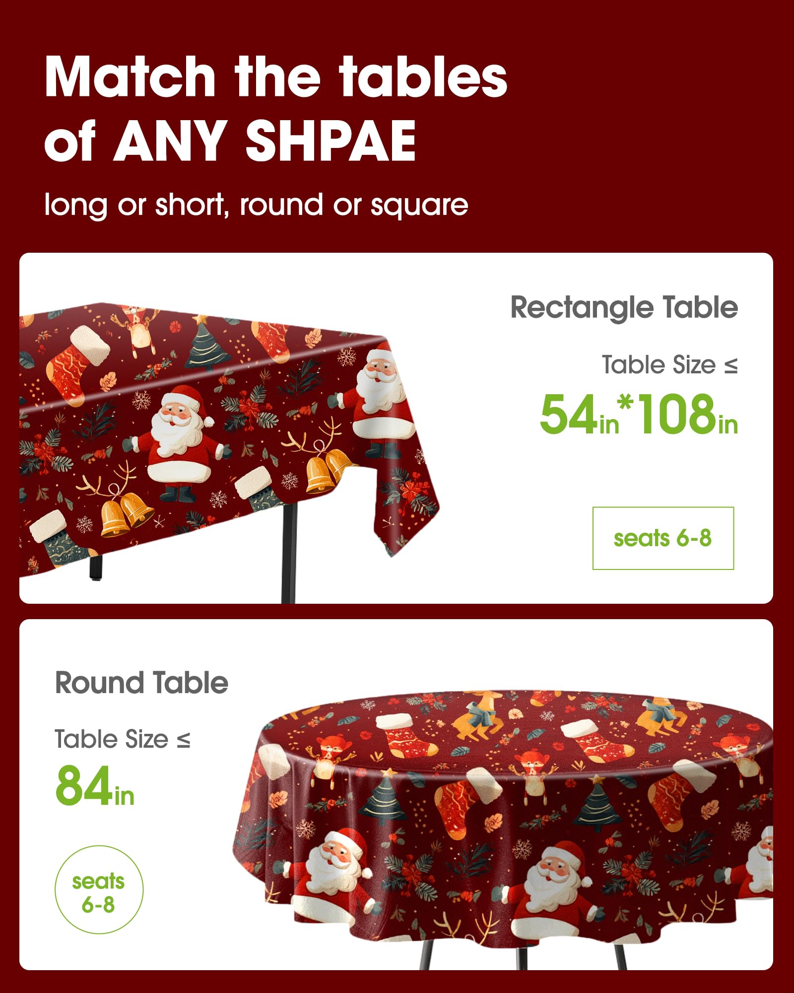 Pureegg mantel plástico desechable para bodas en rojo navidad, ideal para decoraciones.