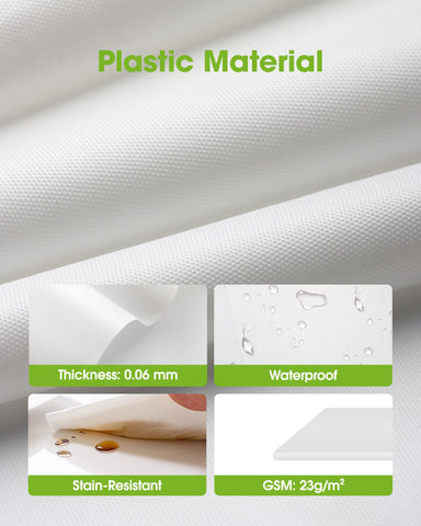 Pureegg mantel plástico sobre una mesa rectangular, cubre completamente.