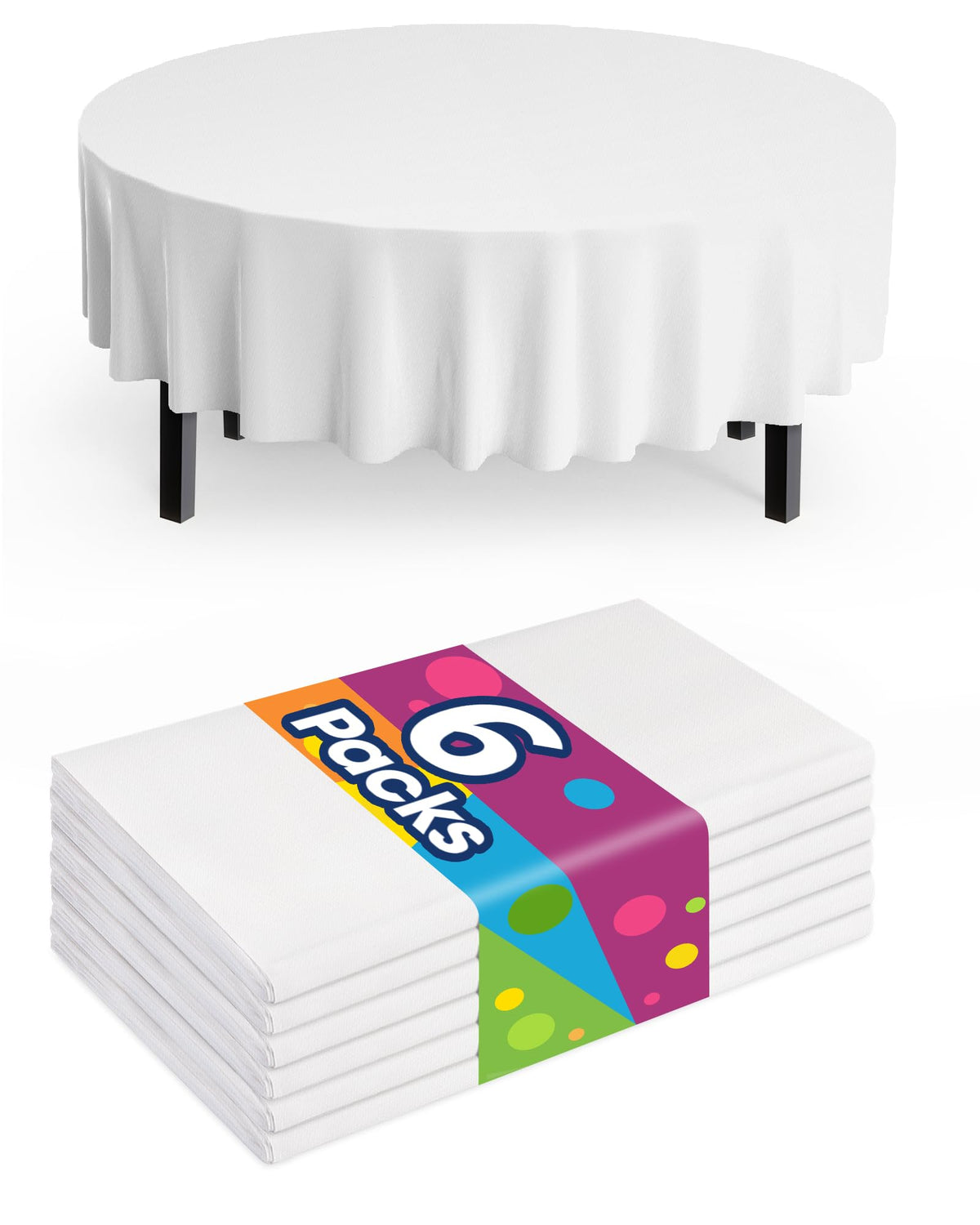 Pureegg mantel plástico redondo de 84 pulgadas en blanco, protección contra derrames.