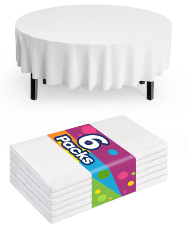 Pureegg mantel plástico redondo de 84 pulgadas en blanco, protección contra derrames.