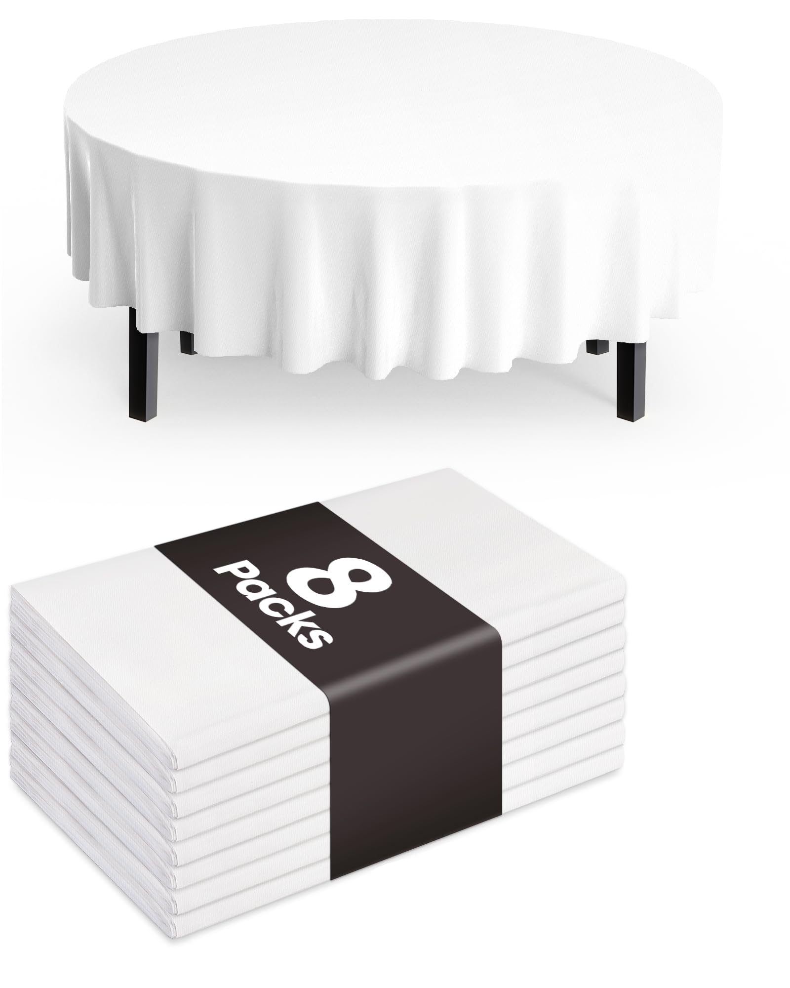 Mantel redondo blanco Pureegg de 84 pulgadas protege la mesa contra derrames