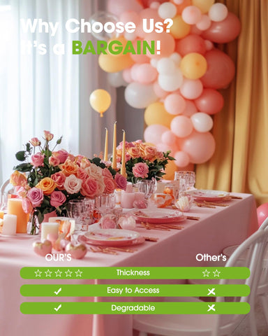 Mantel desechable rosa Pureegg, facilita la limpieza tras eventos
