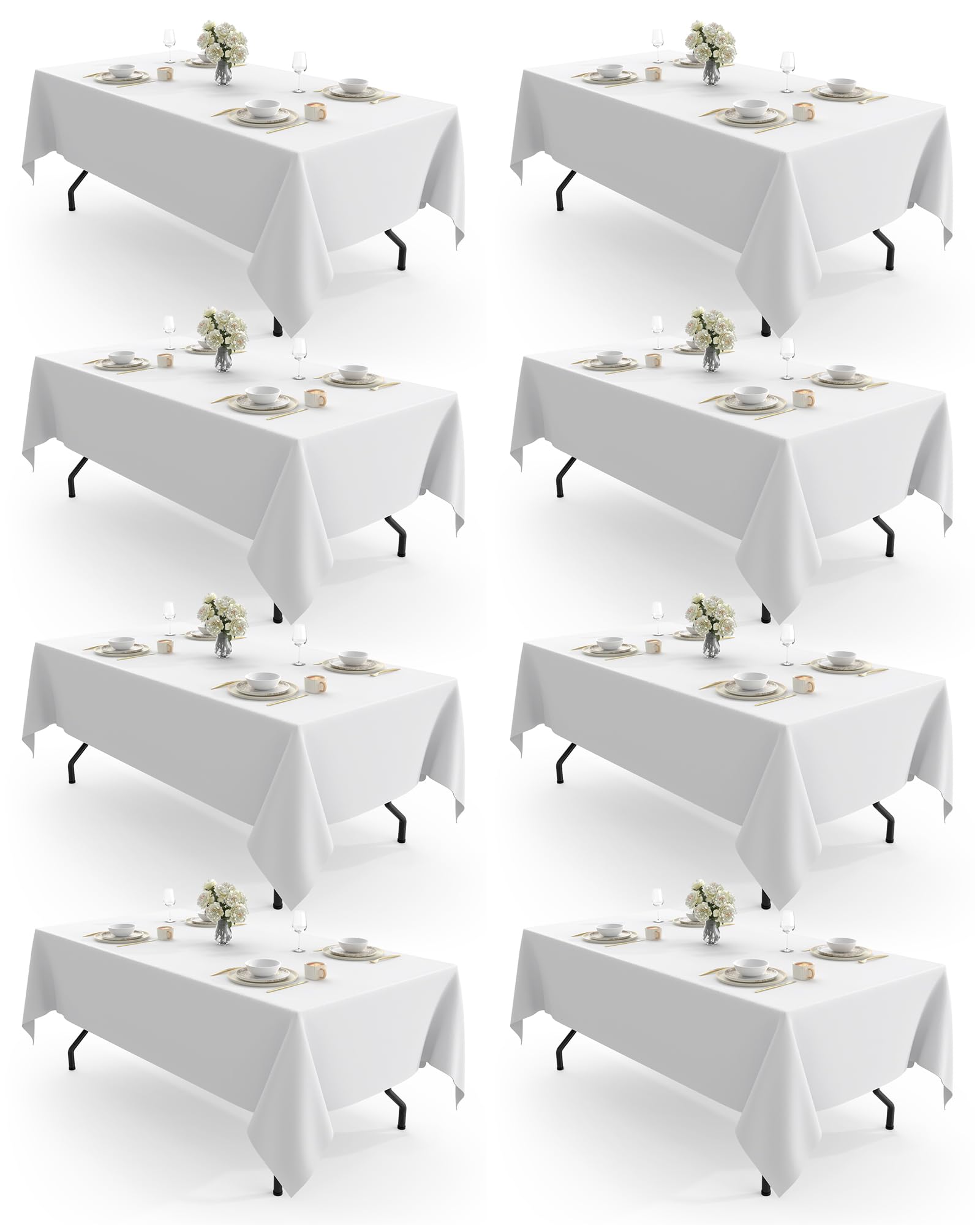 Mantel rectangular Pureegg 60x102 blanco, resistente a las bolitas para uso diario.