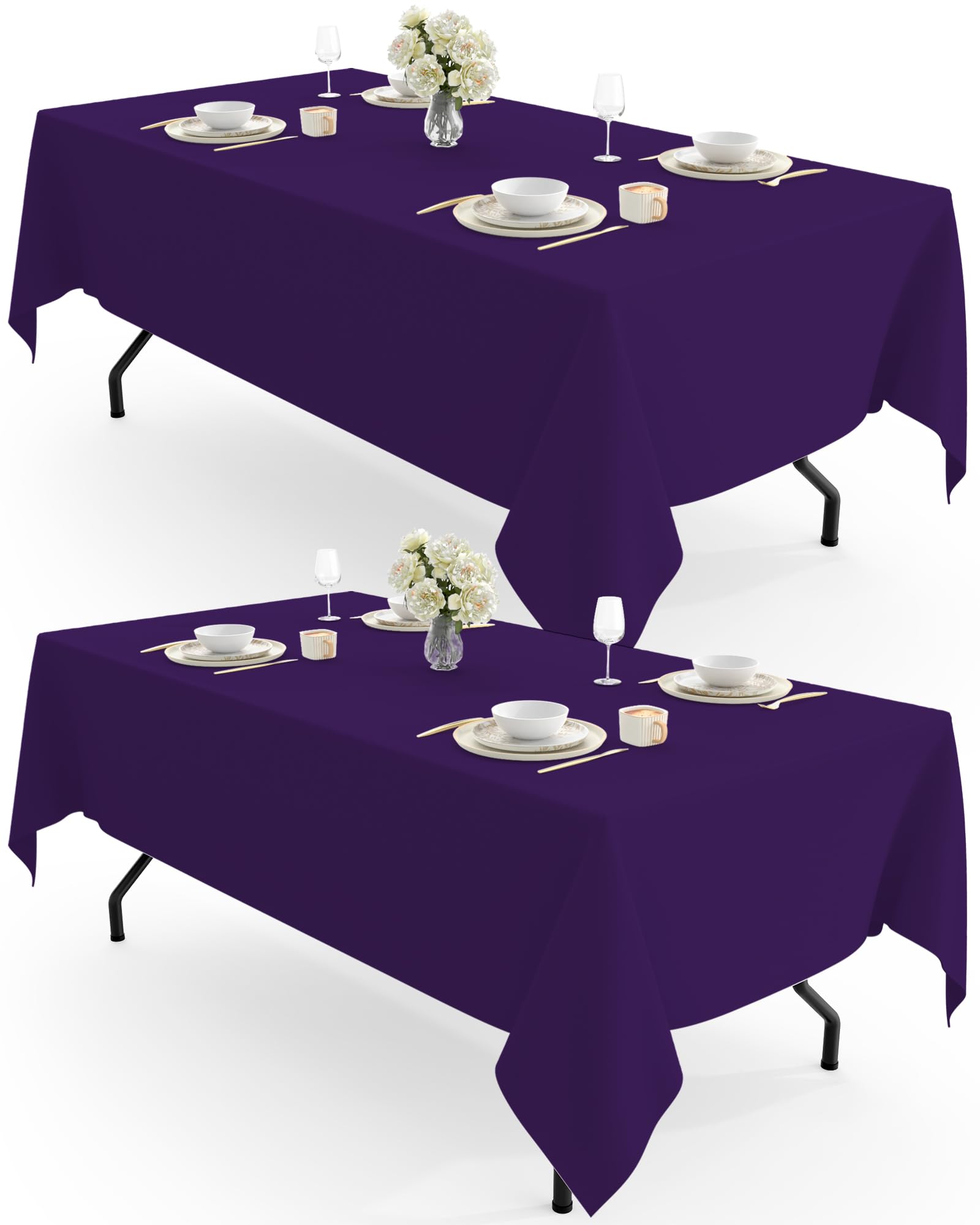 Pureegg mantel rectangular de poliéster púrpura, resistente y elegante para cenas.