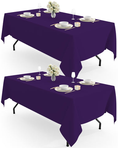 Pureegg mantel rectangular de poliéster púrpura, resistente y elegante para cenas.