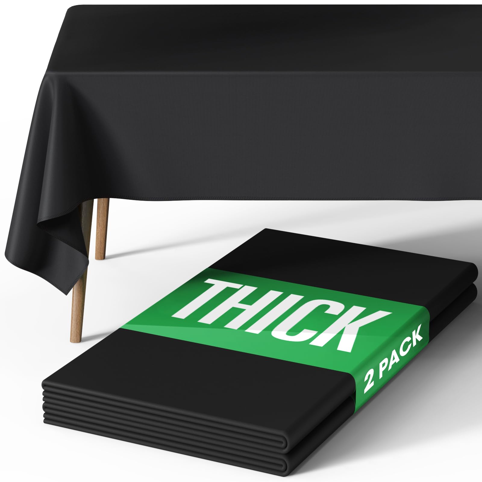 Mantel rectangular Pureegg 60x84 negro, reutilizable para bodas y picnics.