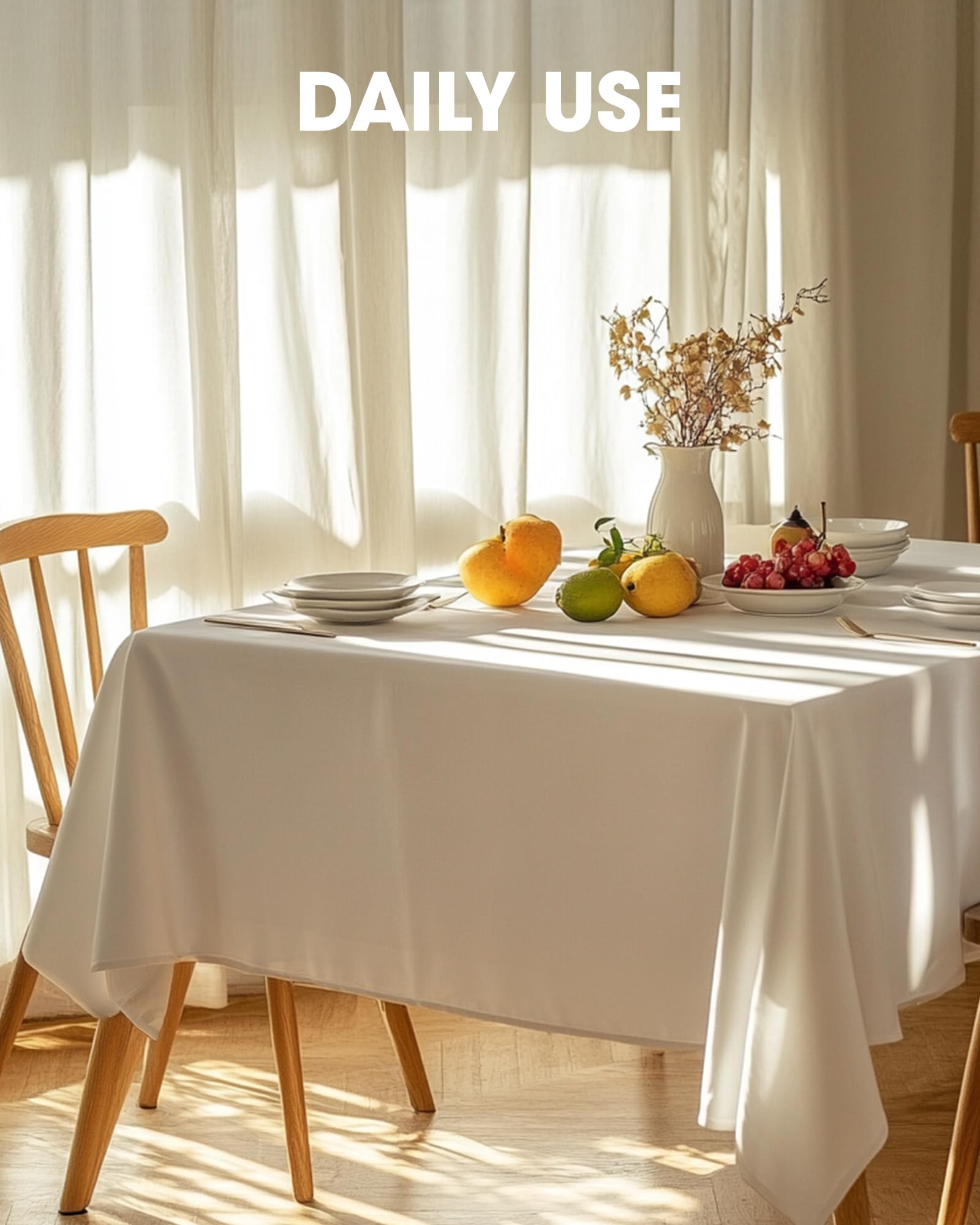 Pureegg mantel rectangular blanco, crea ambientes elegantes para bodas y banquetes.