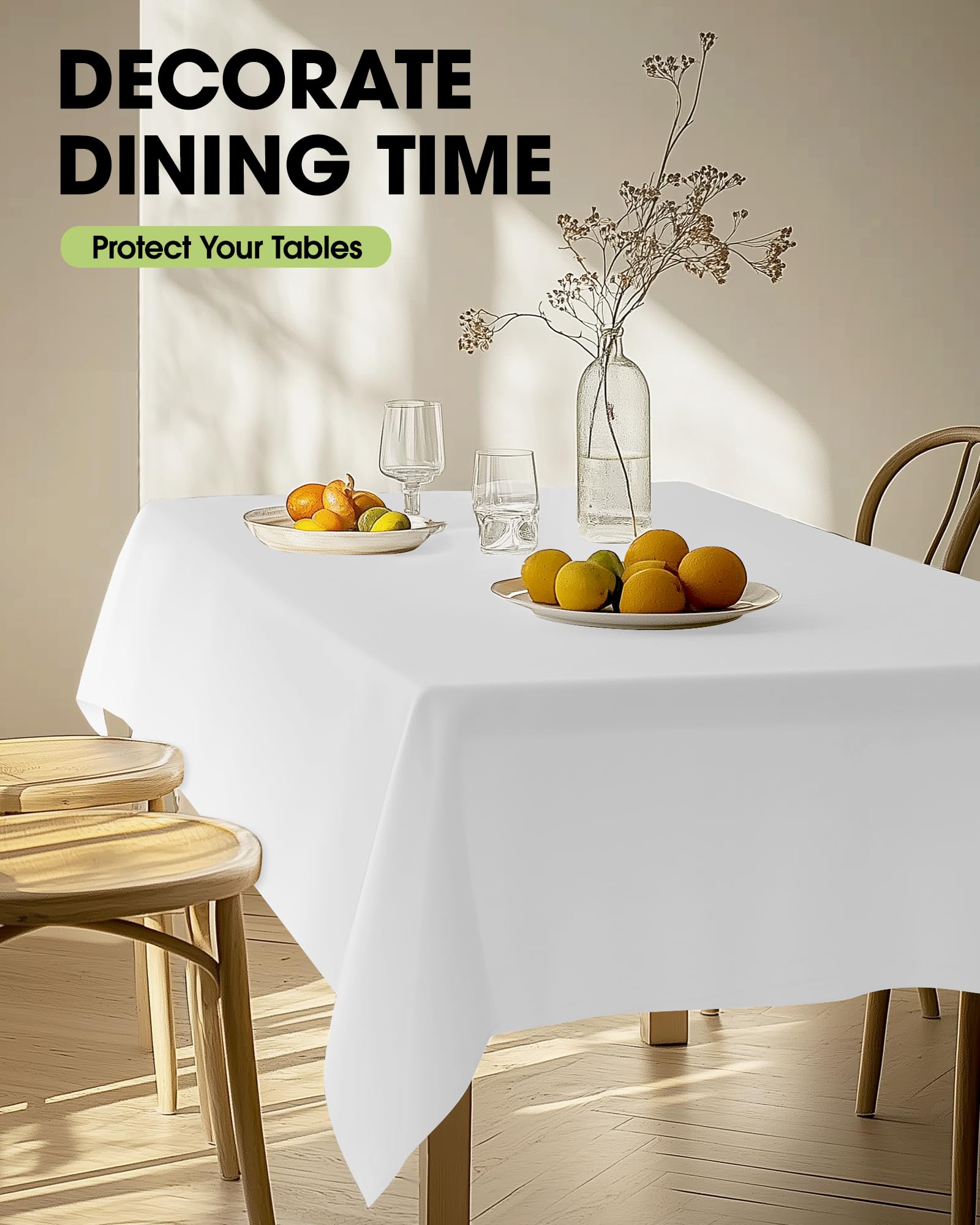 Pureegg mantel rectangular blanco, textura suave que añade lujo a la mesa.