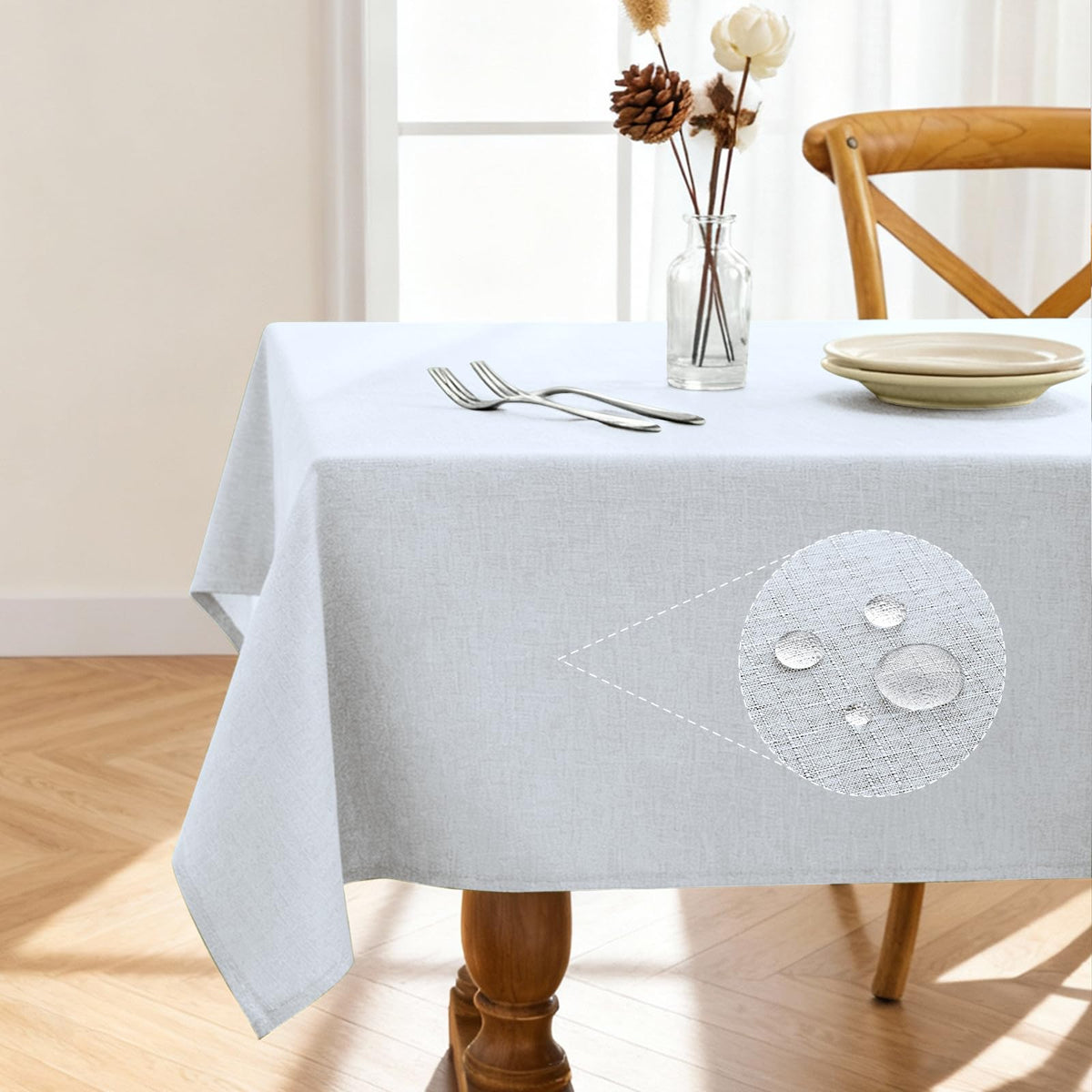 Mantel rectangular Pureegg en lino impermeable protege la mesa contra derrames en exterior