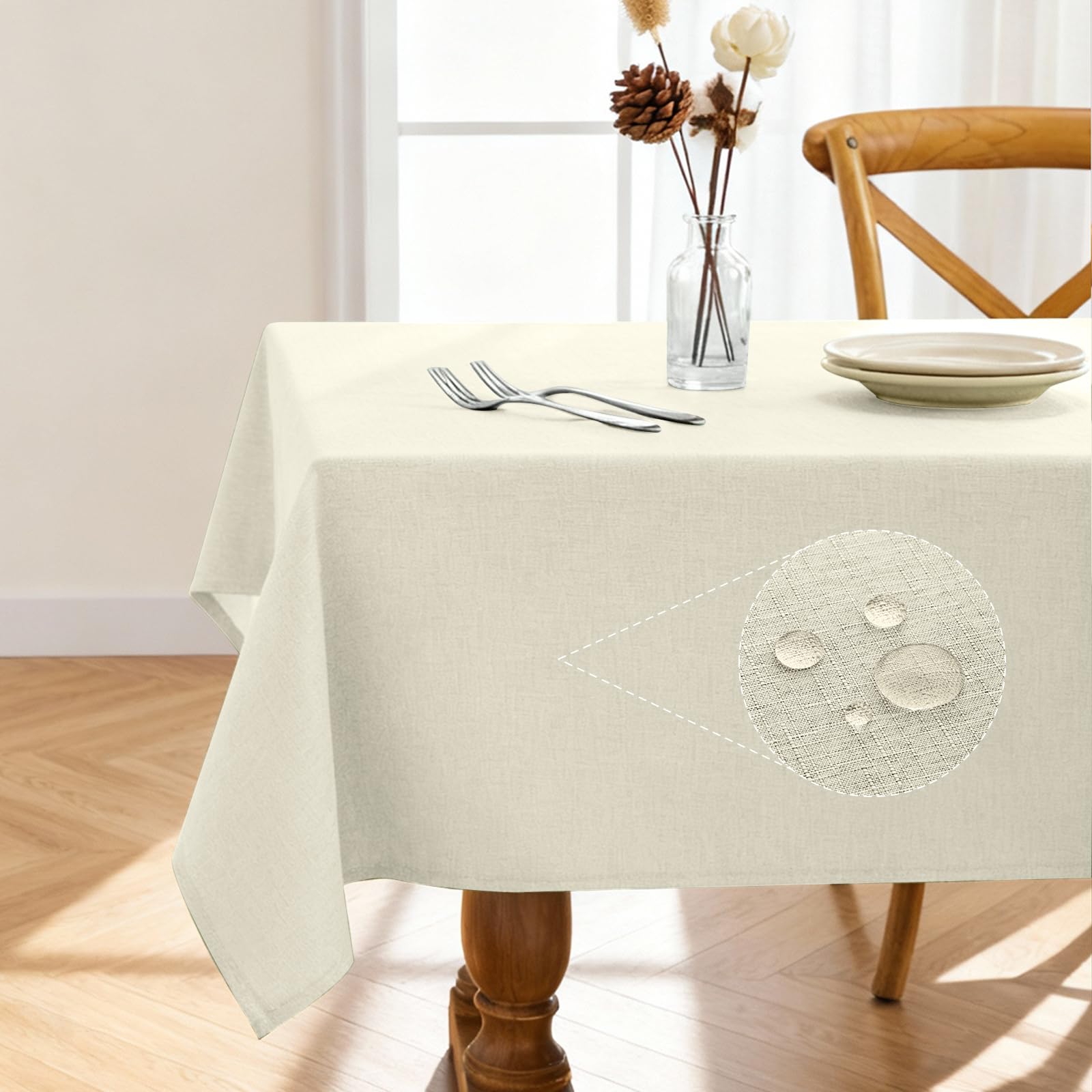 Pureegg mantel rectangular de lino impermeable, ideal para comidas al aire libre