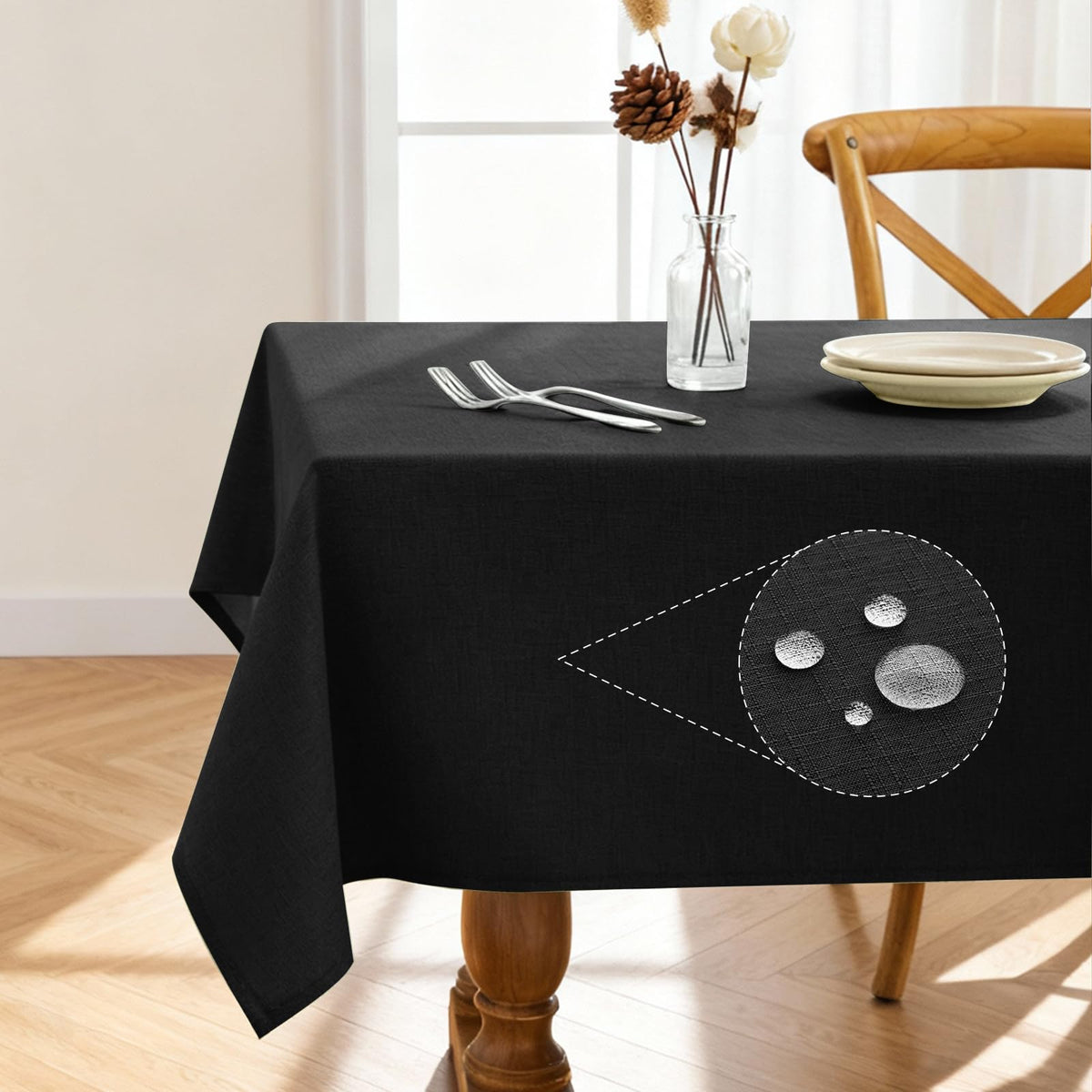 Mantel Pureegg rectangular de lino impermeable protege la mesa de derrames