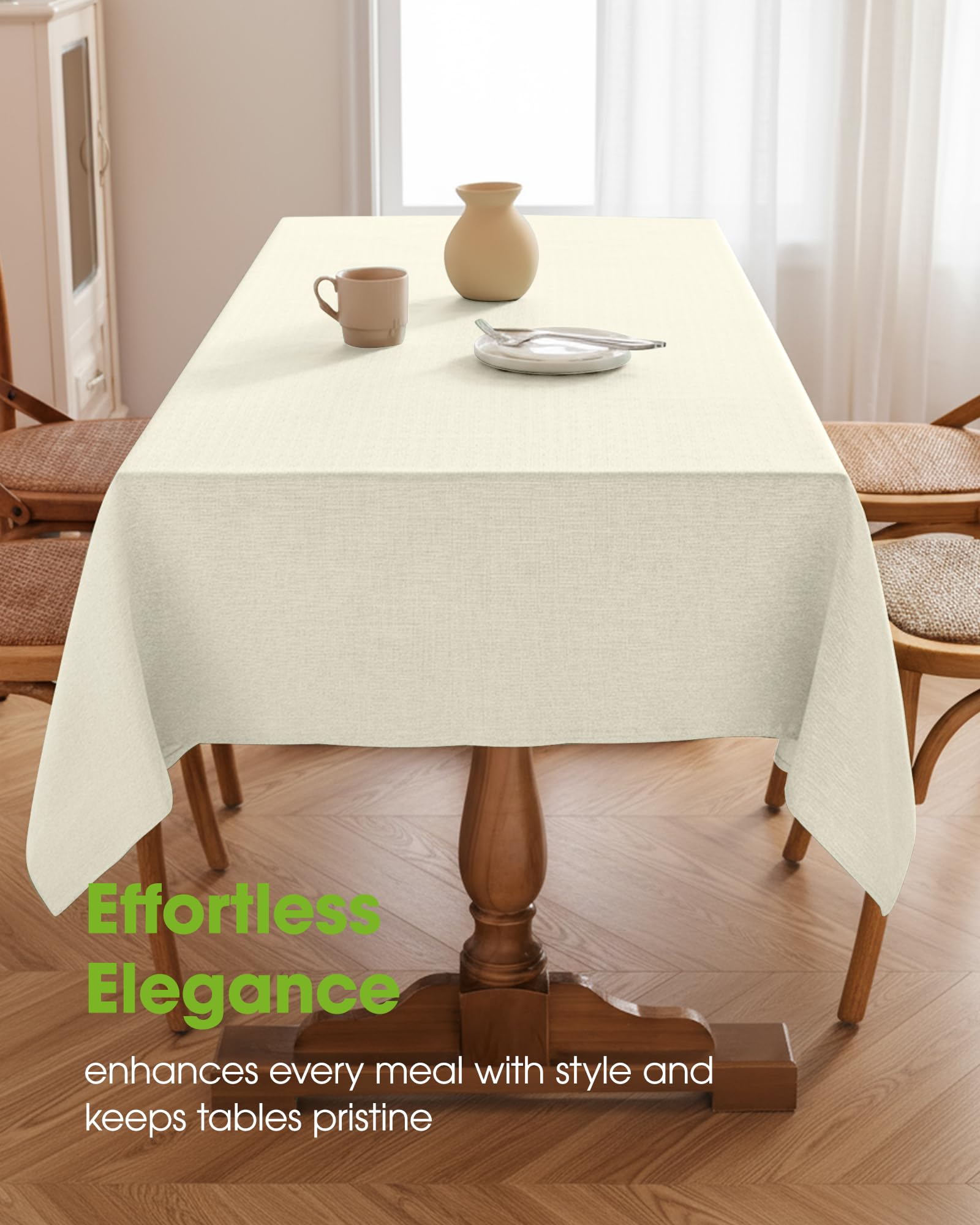 Pureegg mantel rectangular, textura de lino natural para mesa elegante