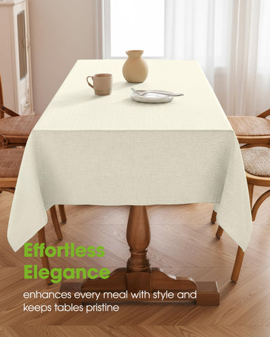 Pureegg mantel rectangular, textura de lino natural para mesa elegante