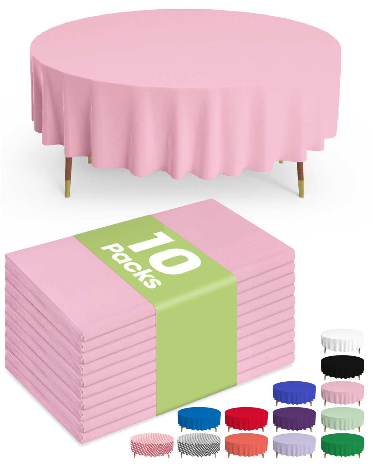 Mantel redondo Pureegg 84 pulgadas rosa protege la mesa y añade color.