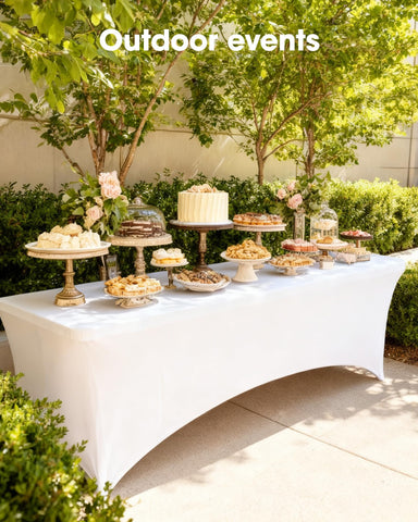 Ideal para bodas y banquetes con mantel Pureegg Spandex para 6ft.