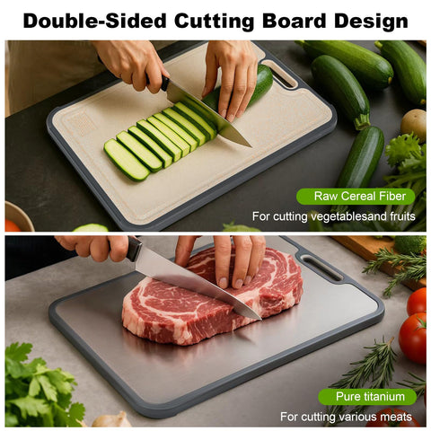 PureHanxy tabla de titanio con canal de jugos para evitar derrames al cortar carne