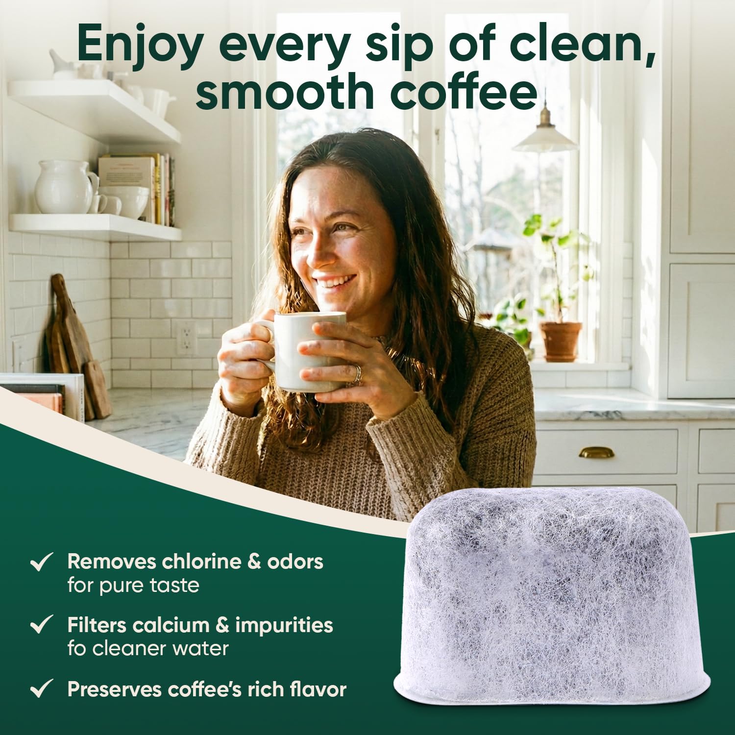 PureHQ cartucho junto a taza para comparar tamaño y facilidad de uso