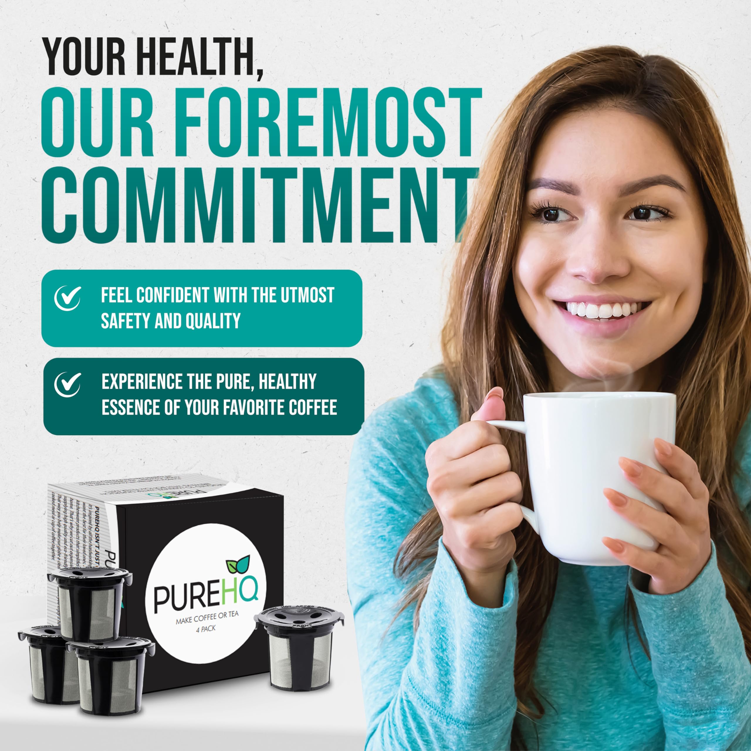 PUREHQ K-Cup reutilizable, cierre hermético para evitar derrames.