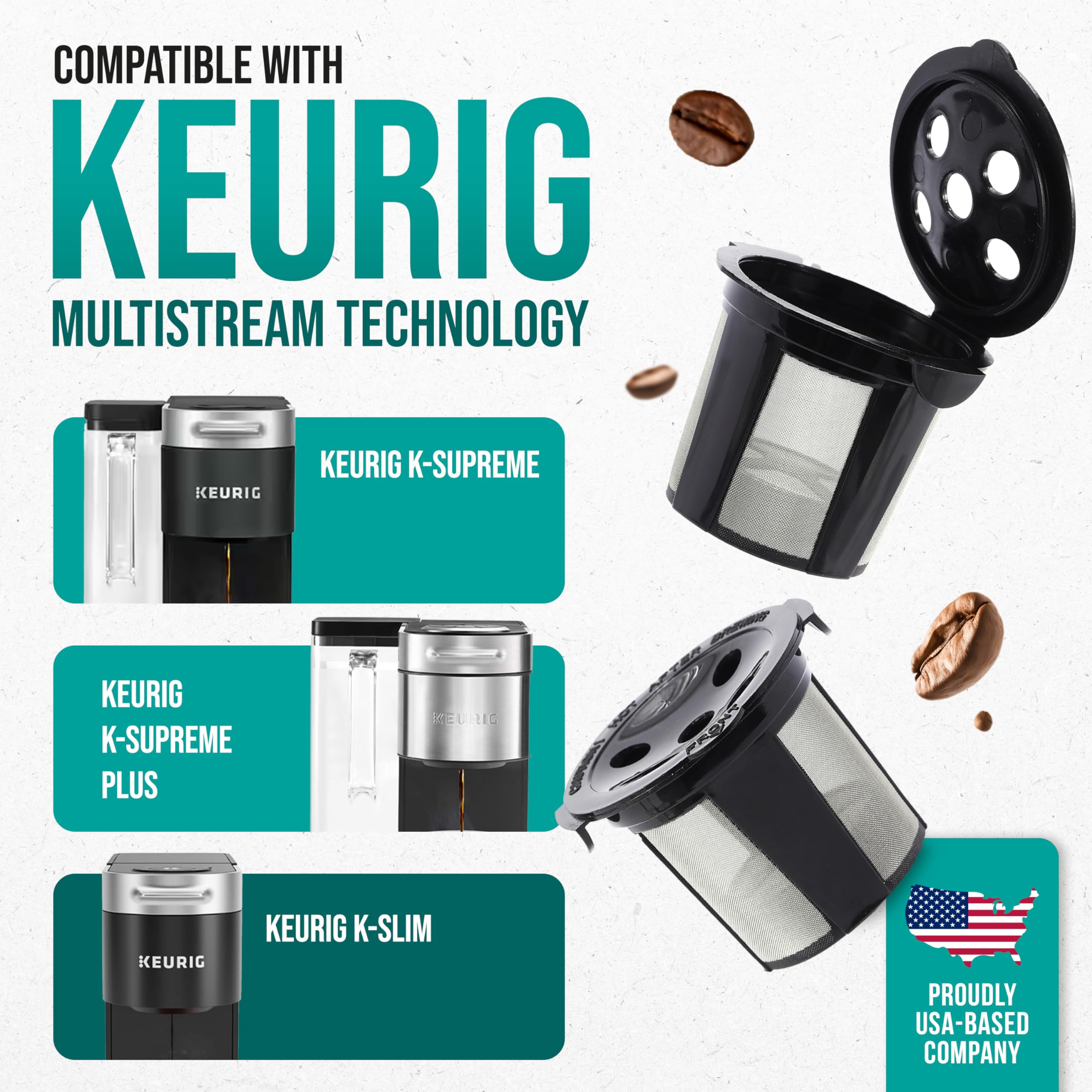 PUREHQ K-Cup reutilizable, compatibilidad con Keurig Supreme para uso diario.