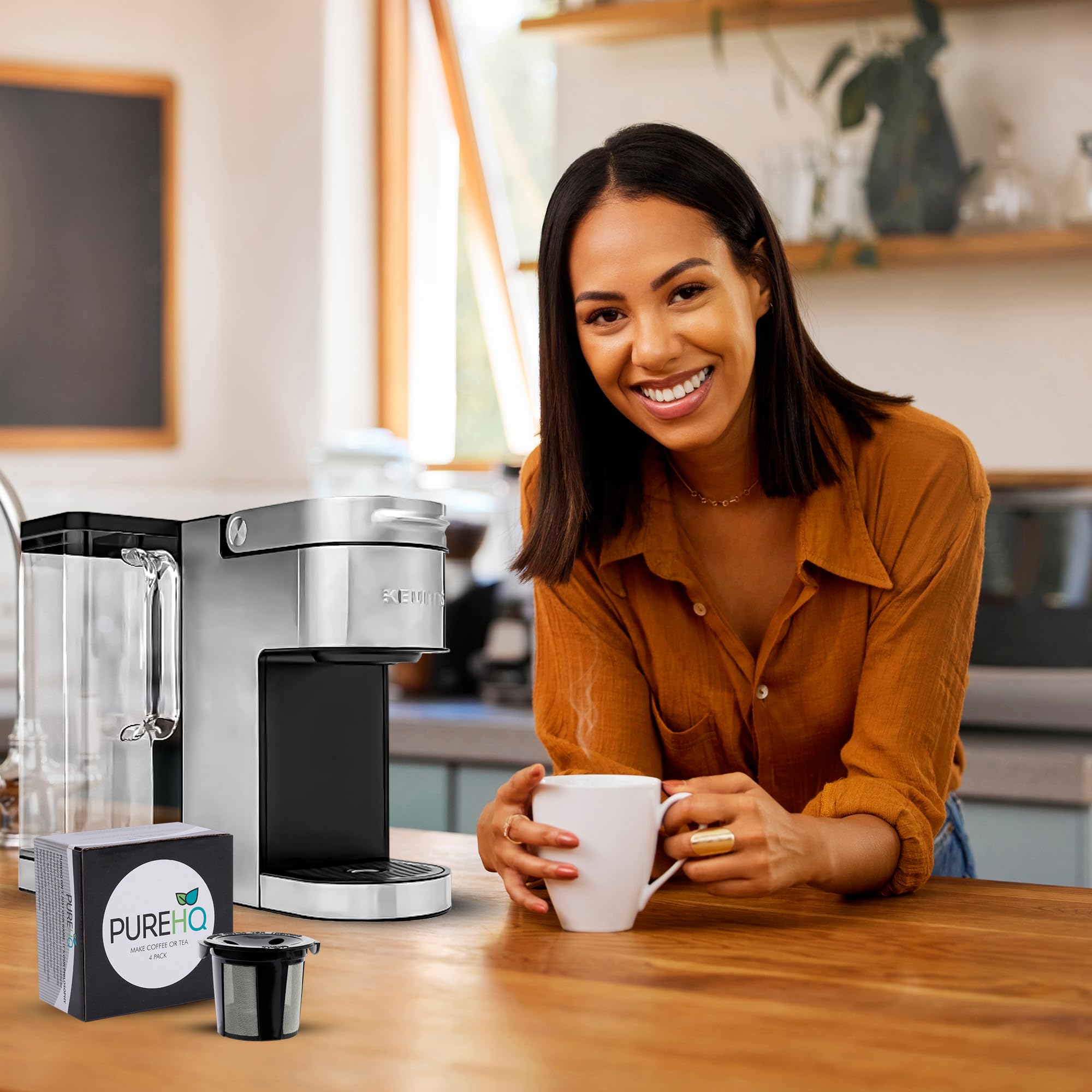 PUREHQ K-Cup reutilizable, ideal para reemplazar cápsulas desechables.