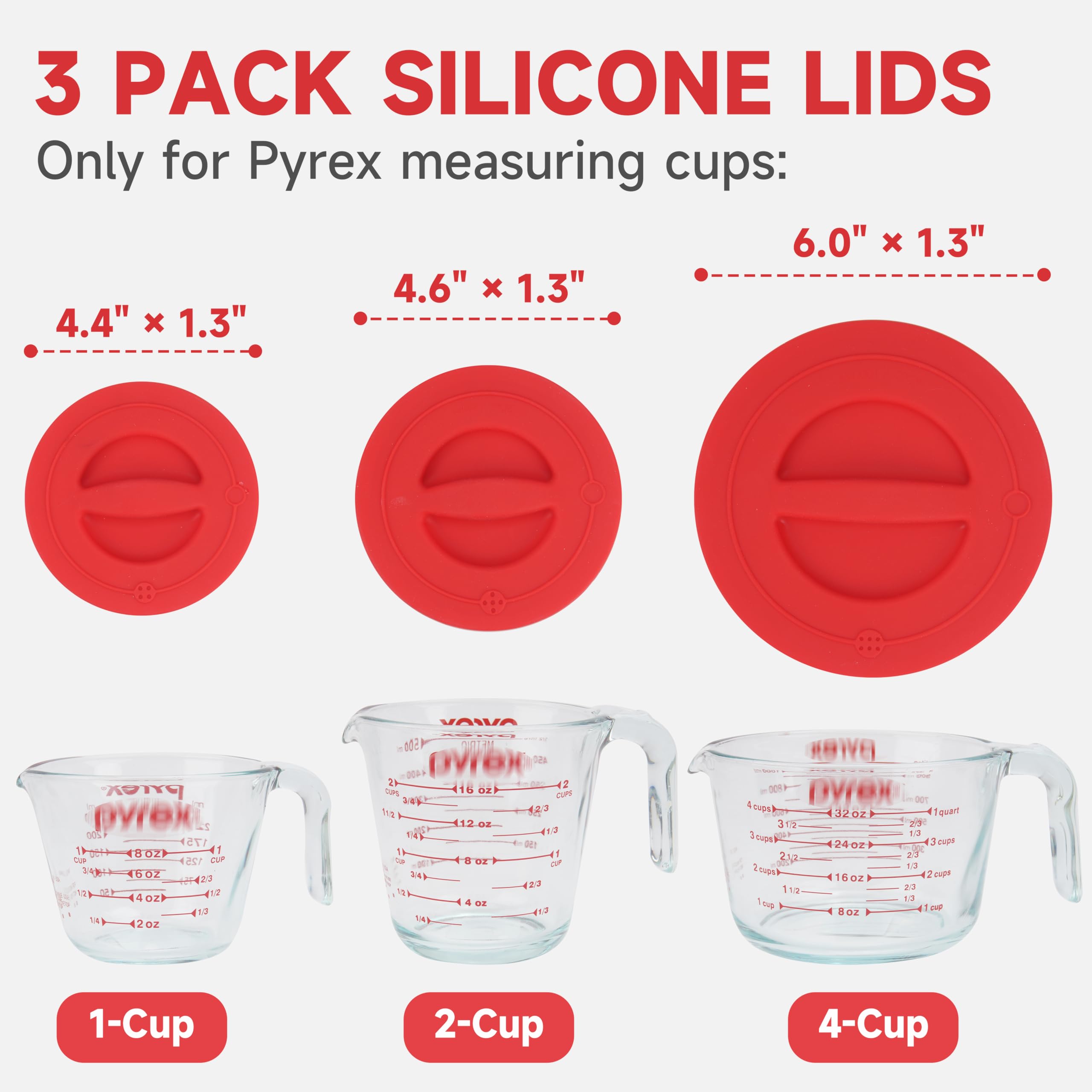 Purekra tapa de silicona para 2 tazas Pyrex, cierre firme y control de vertido.