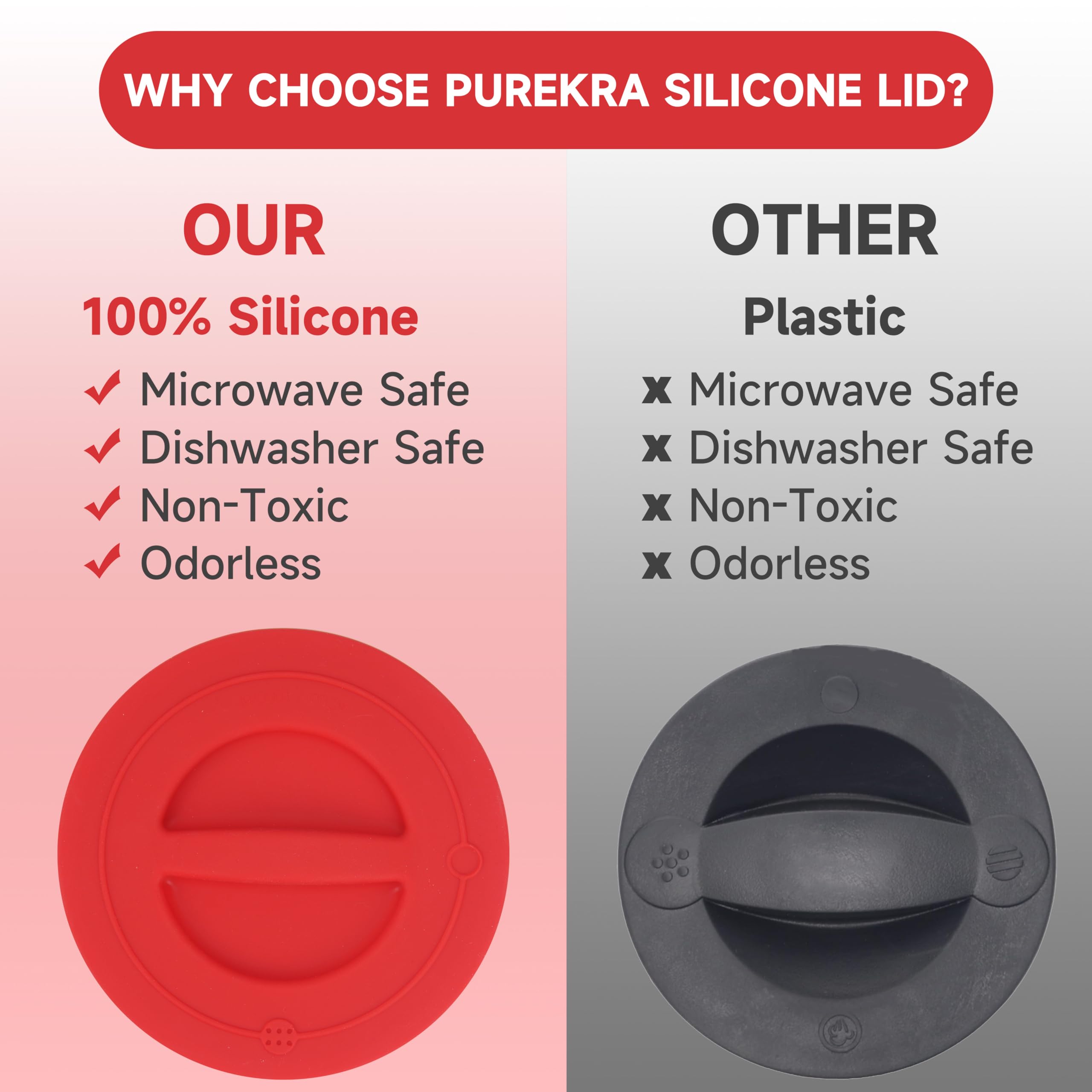 Purekra tapa de silicona apta para lavavajillas, fácil de limpiar y reutilizable.