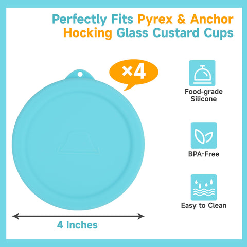Purekra tapas de silicona para Anchor Hocking 6oz, cierre sin fugas.