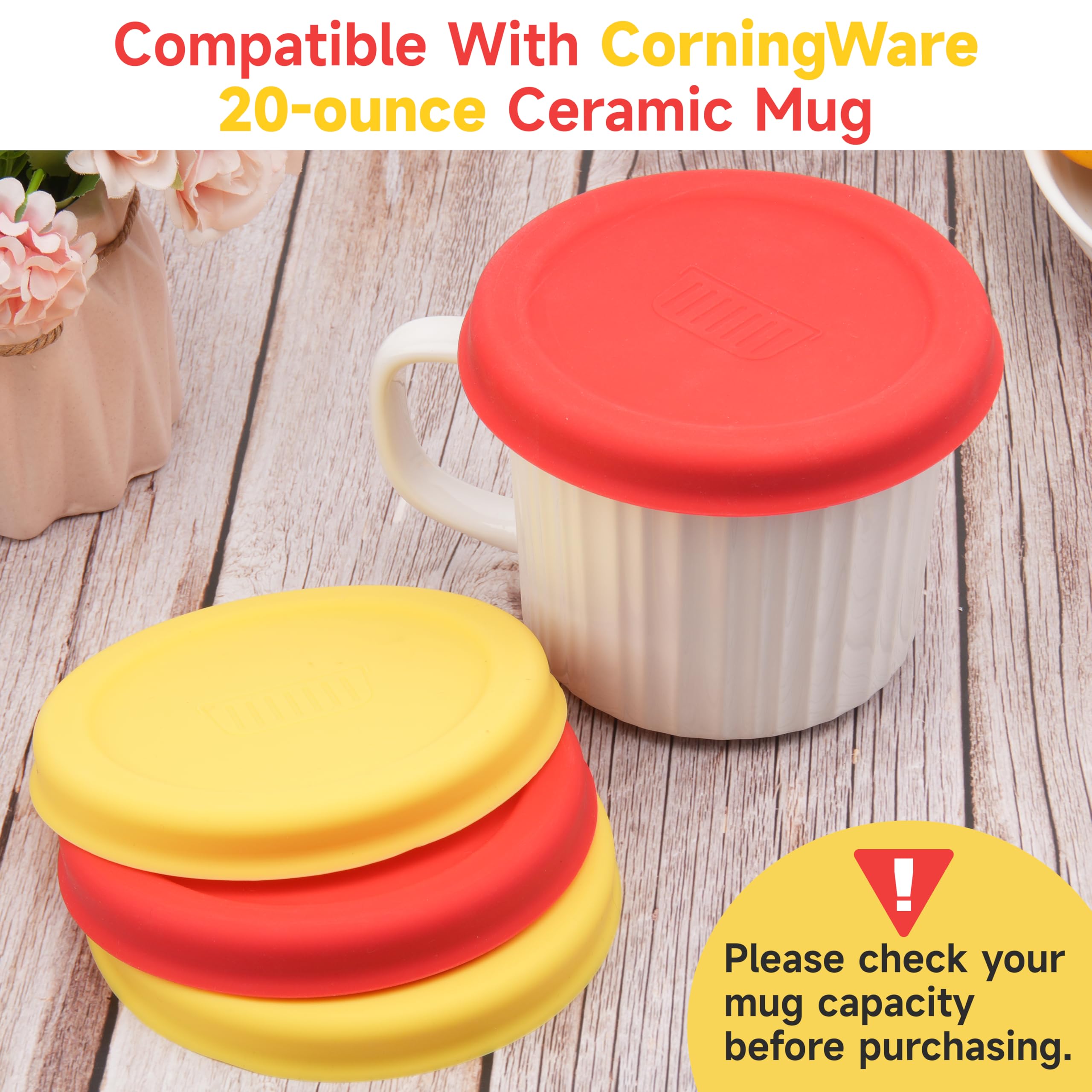 Conjunto Purekra de tapas amarillo y rojo para uso diario en tazas 20 oz.