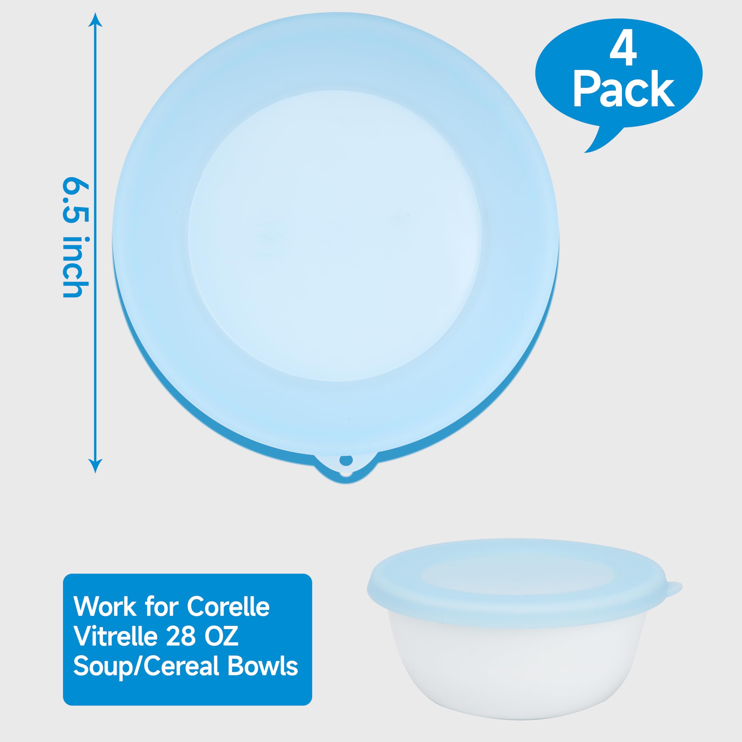 Purekra tapa de silicona para Corelle 28 oz, uso seguro en la nevera.