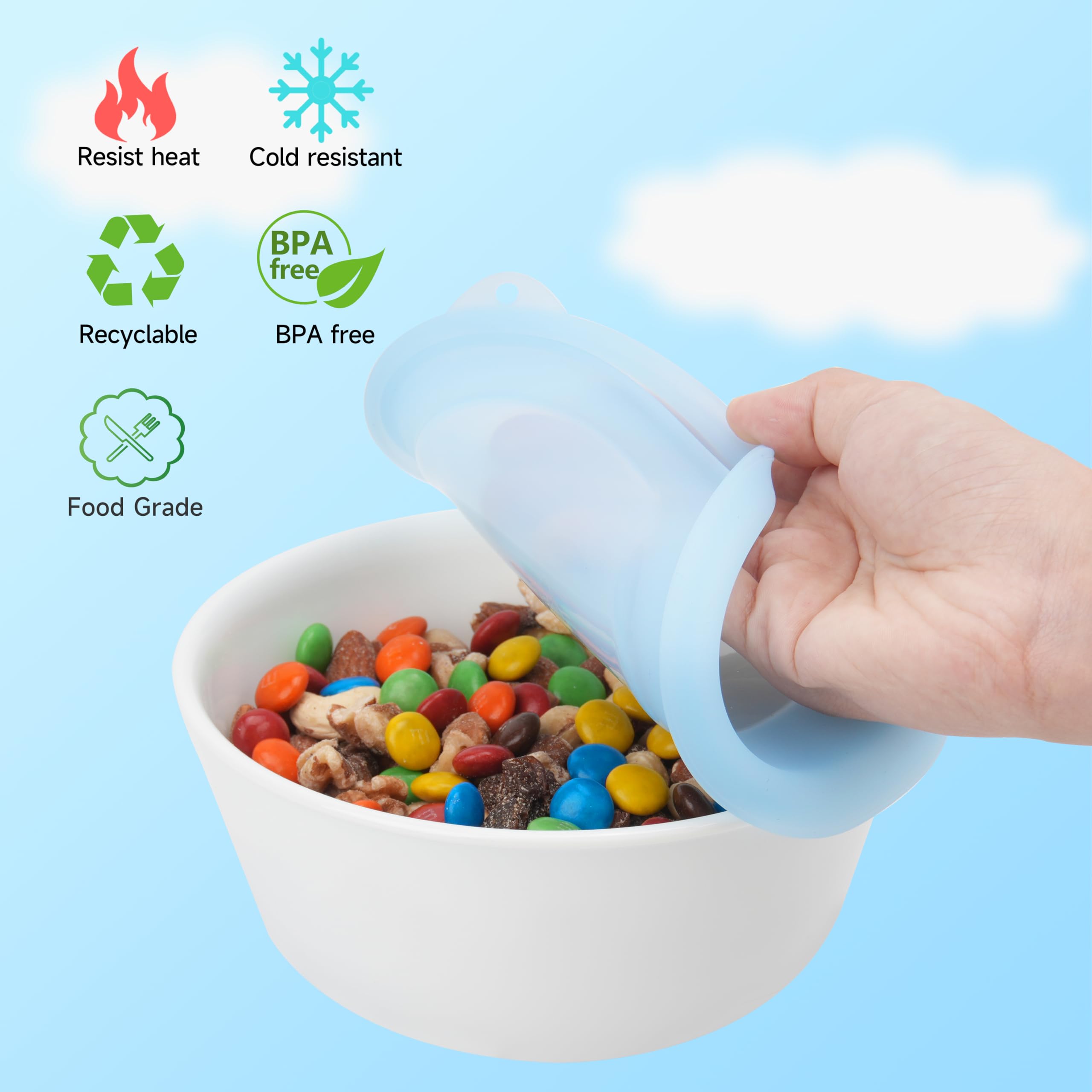 Purekra tapas silicona Corelle, duraderas y aptas para lavavajillas para mayor conveniencia.