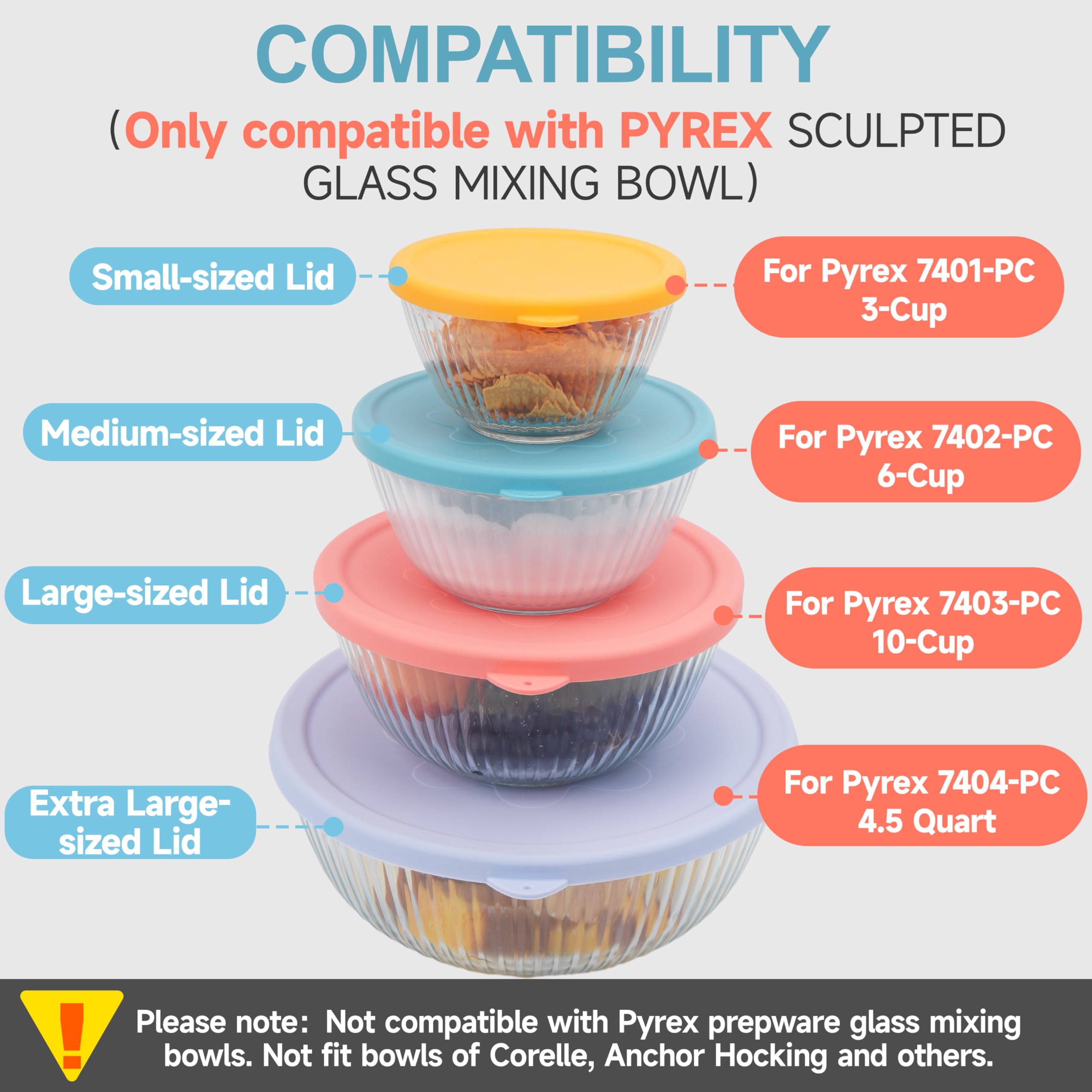 Purekra tapa de silicona para Pyrex 7403-S mantiene los alimentos frescos.