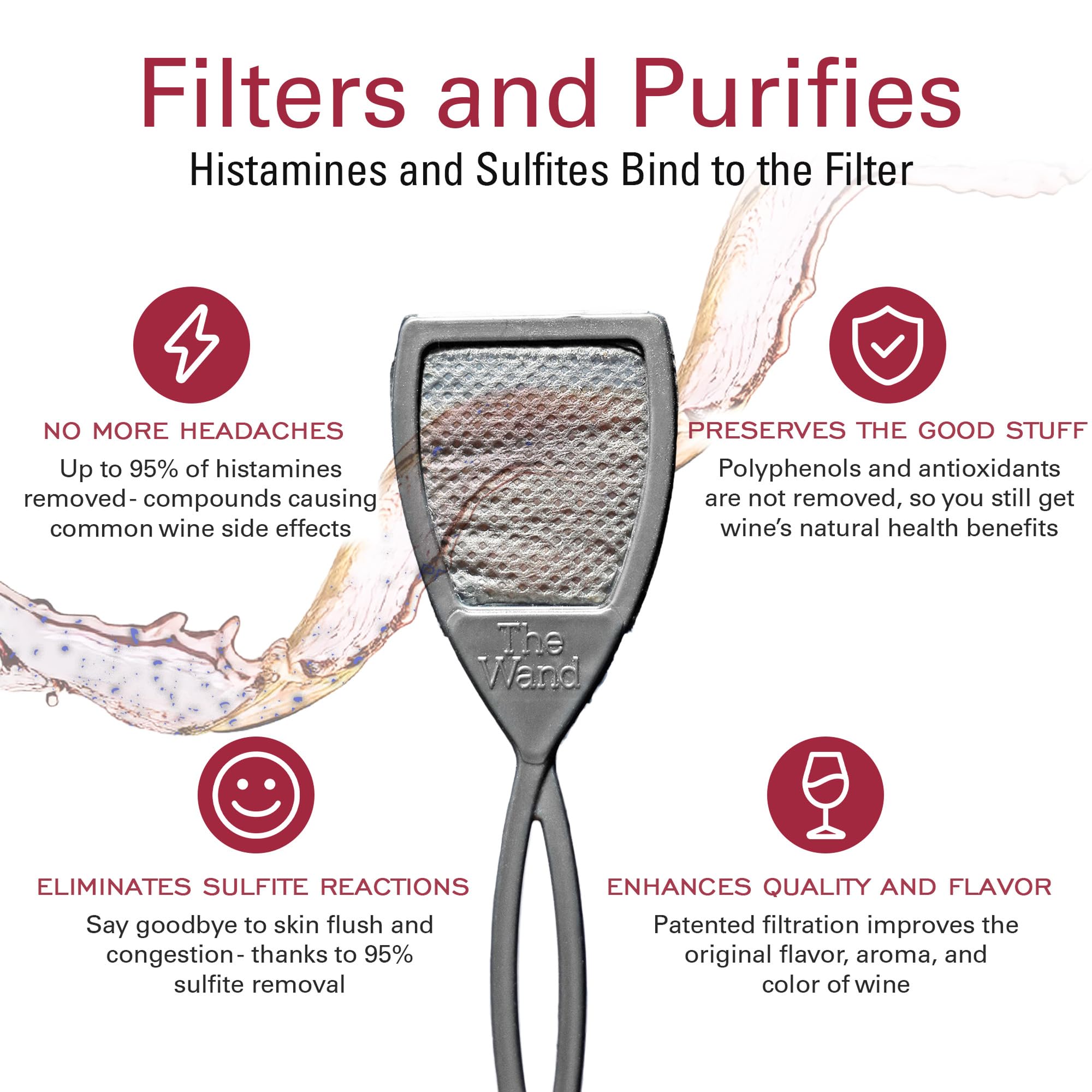 La varita de PureWine, portátil, para llevar en viajes.