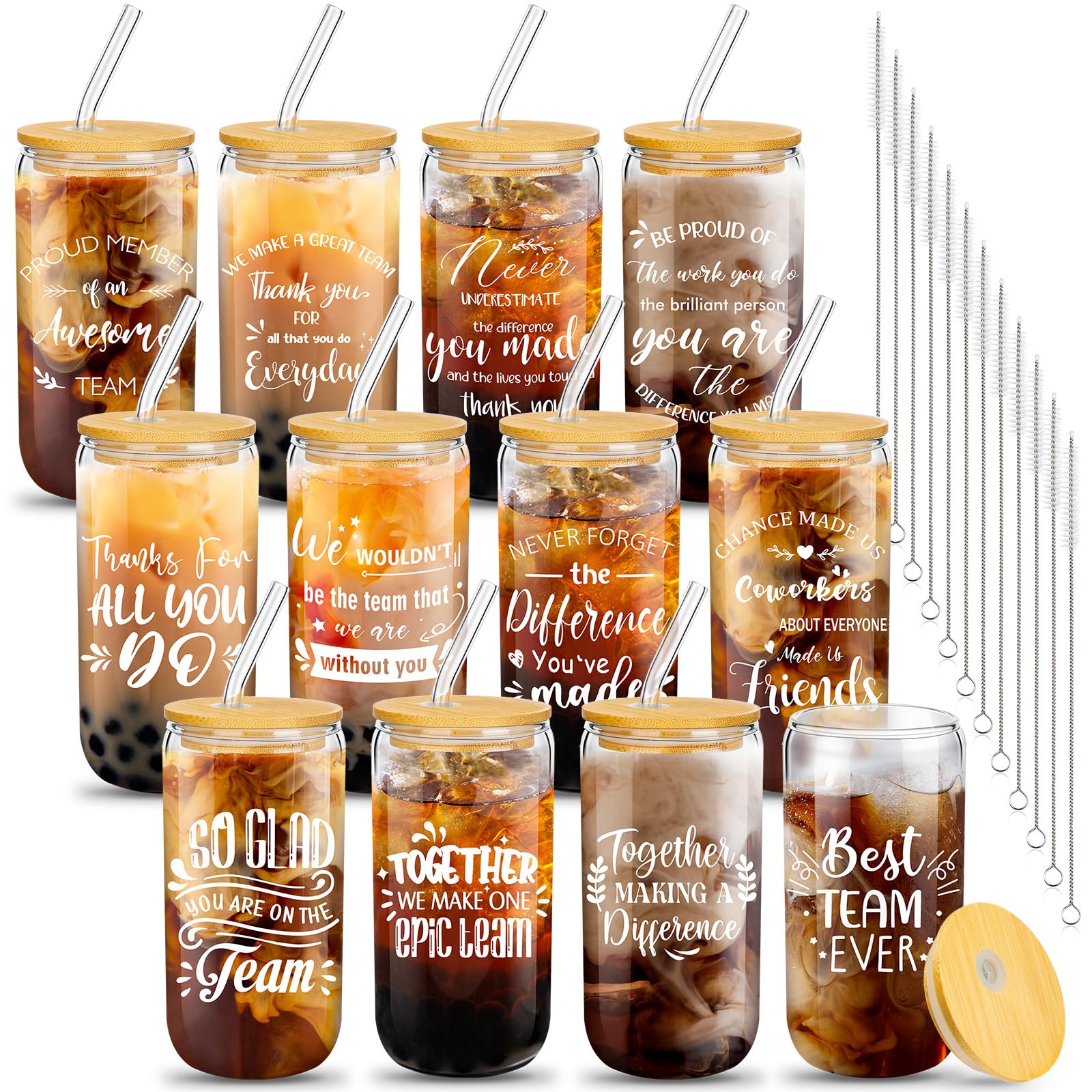 Purpeak vaso de vidrio en forma de lata con tapa, ideal para bebidas frías.