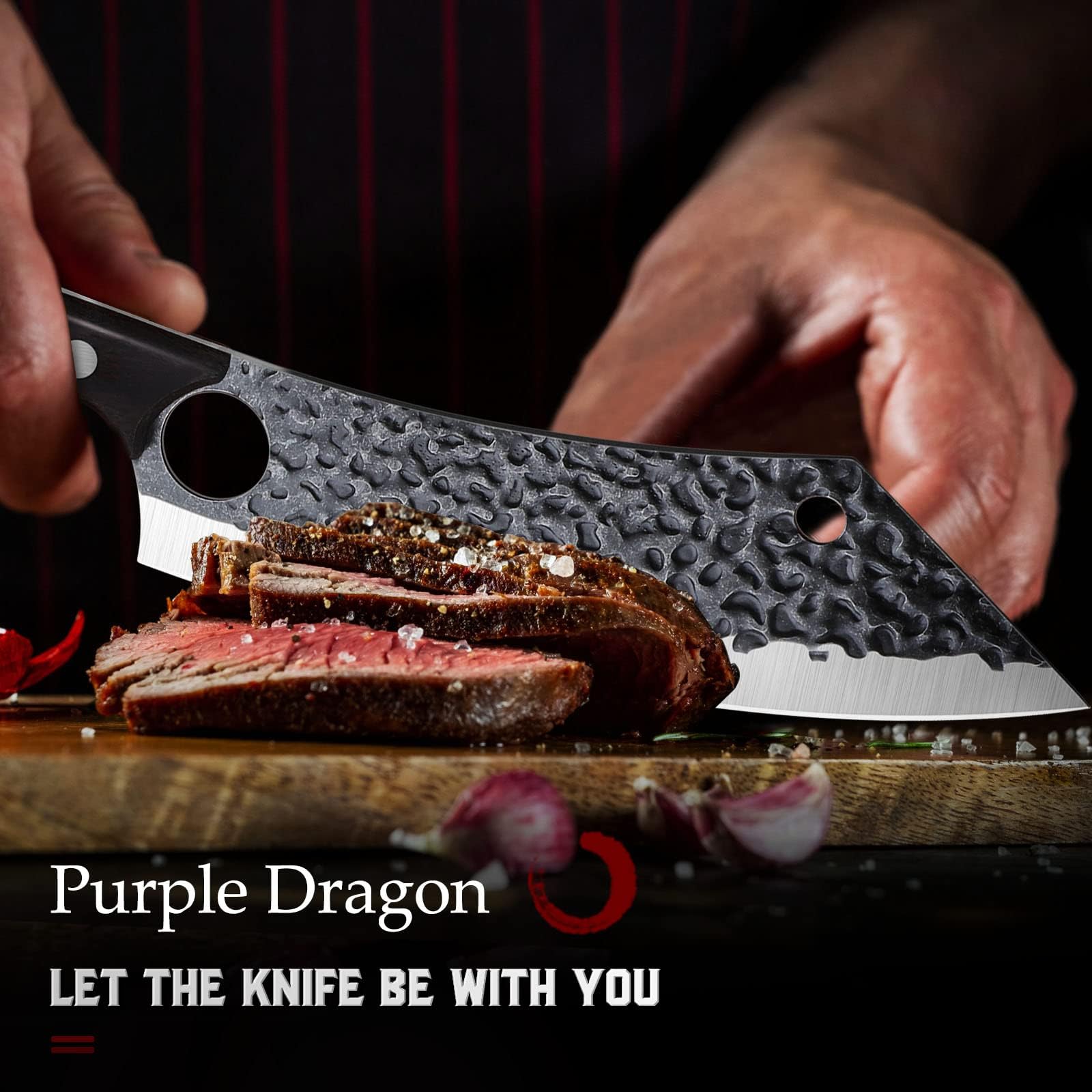 Purple Dragon detalle forjado manual que destaca artesanía y durabilidad.
