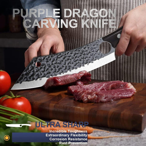 Purple Dragon mano sosteniendo cuchillo para control preciso y seguridad.