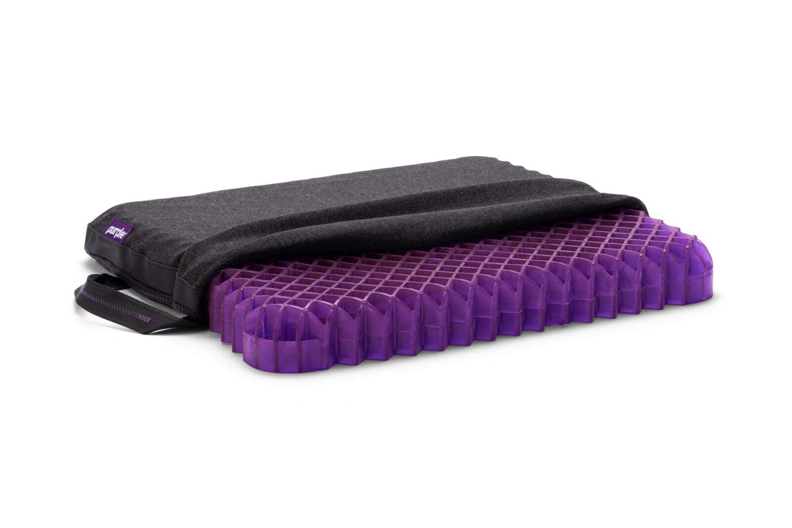 Cojín Purple Royal para asiento de coche con asa; cómodo en trayectos.