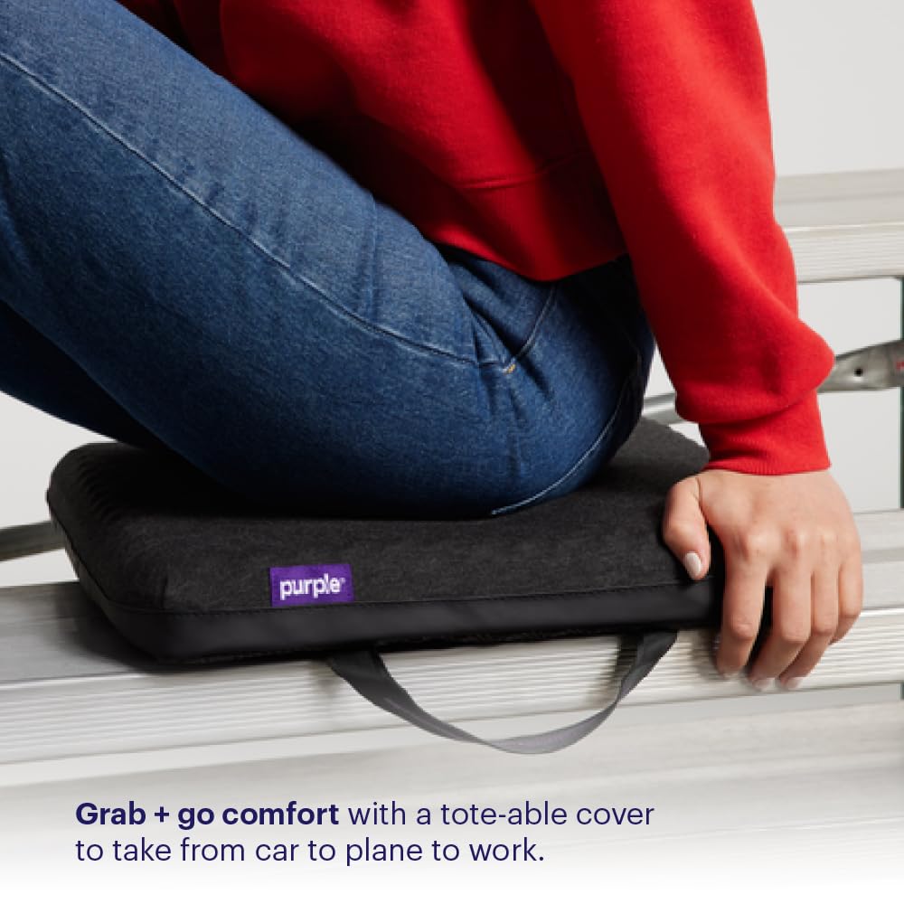 Cojín Purple Royal con rejilla GelFlex para apoyo ergonómico en cualquier silla.